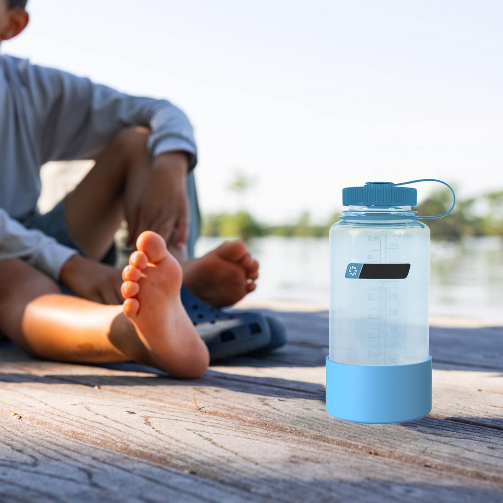 Linkidea 2 Pack Water Bottle Boot Compatible with Nalgene Sustain Wide Mouth 32oz/48oz, Narrow Mouth 32oz, Silicone Anti-Slip Bottle Bottom Bumper Protector (Blue) - UE7X