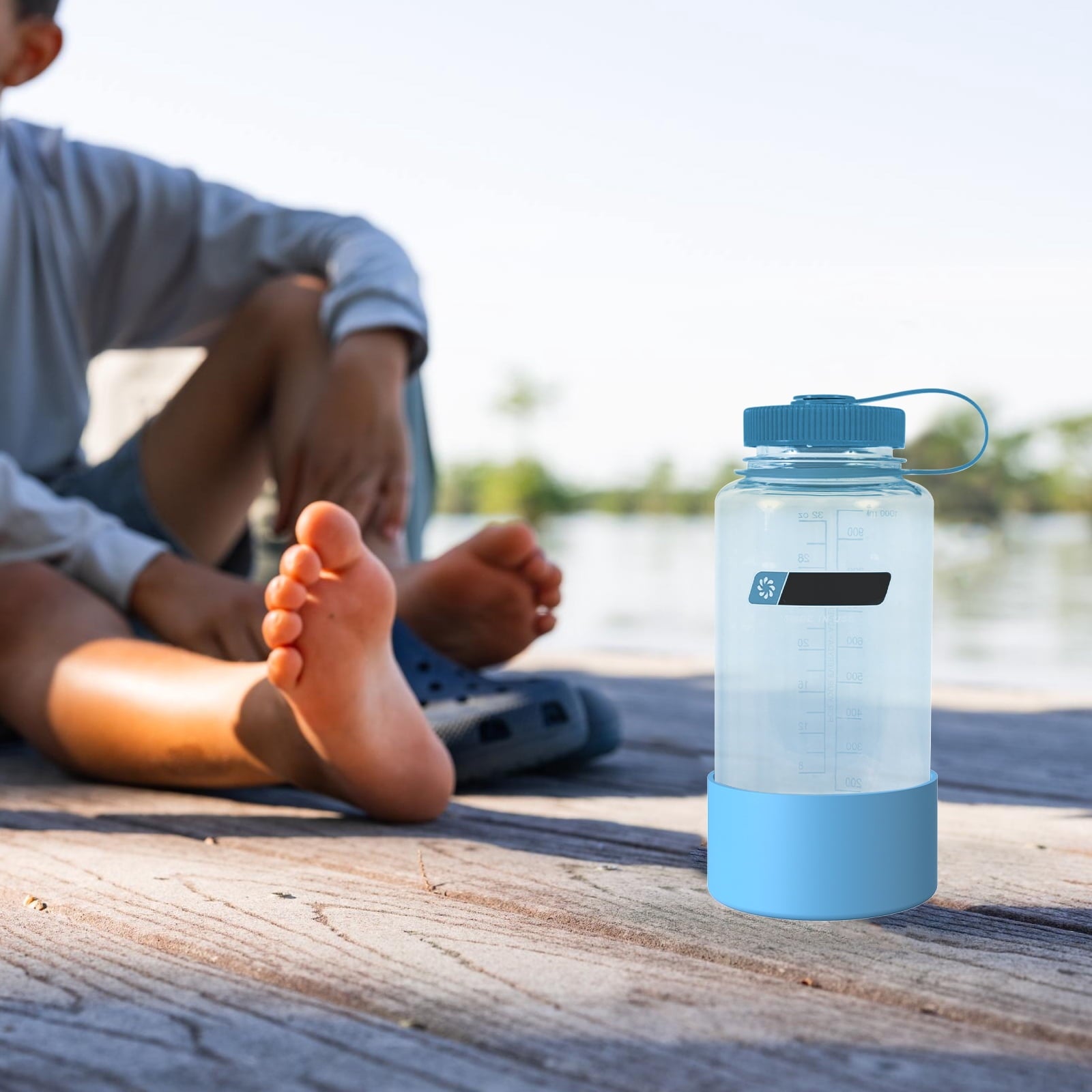 Linkidea 2 Pack Water Bottle Boot Compatible with Nalgene Sustain Wide Mouth 32oz/48oz, Narrow Mouth 32oz, Silicone Anti-Slip Bottle Bottom Bumper Protector (Blue) - UE7X