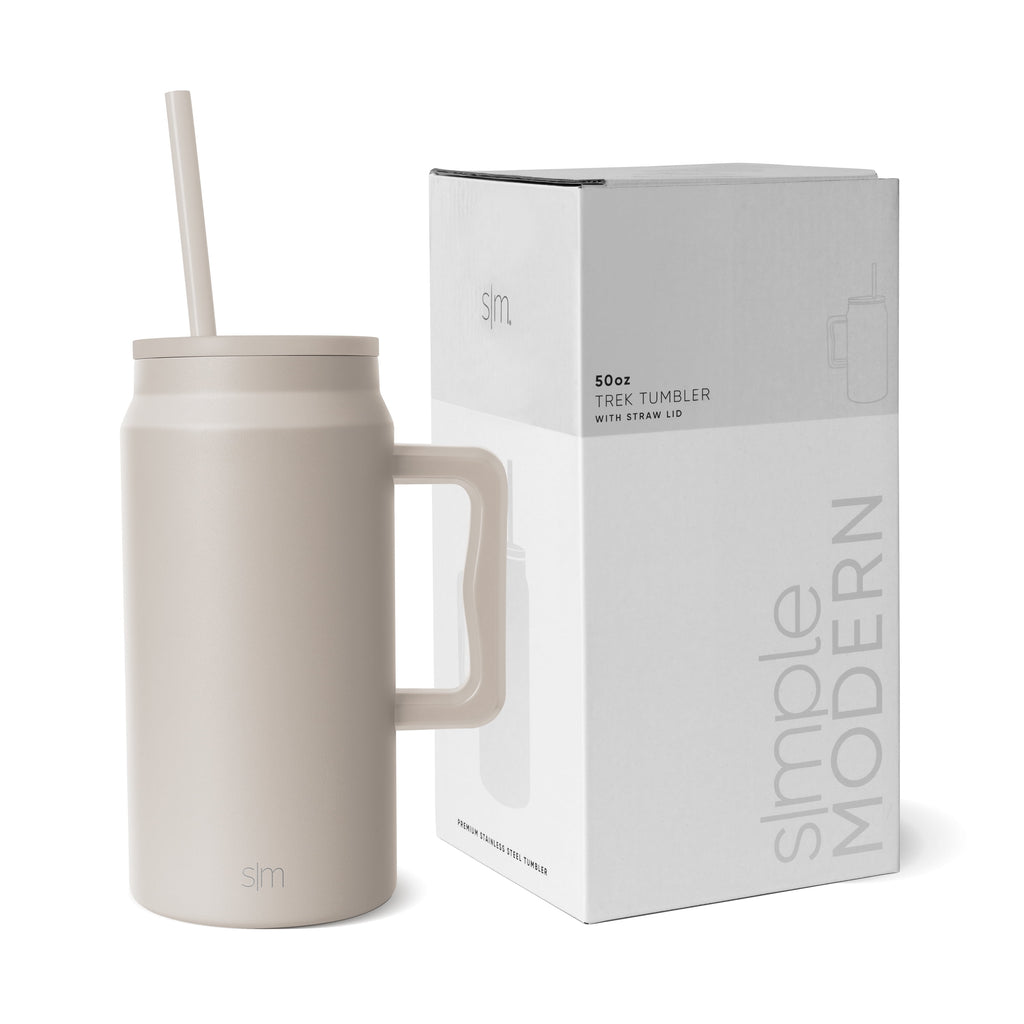 Simple Modern 50 fl oz Insulated Stainless Steel Trek Tumbler with Straw Lid | Midnight Black - 4ESP