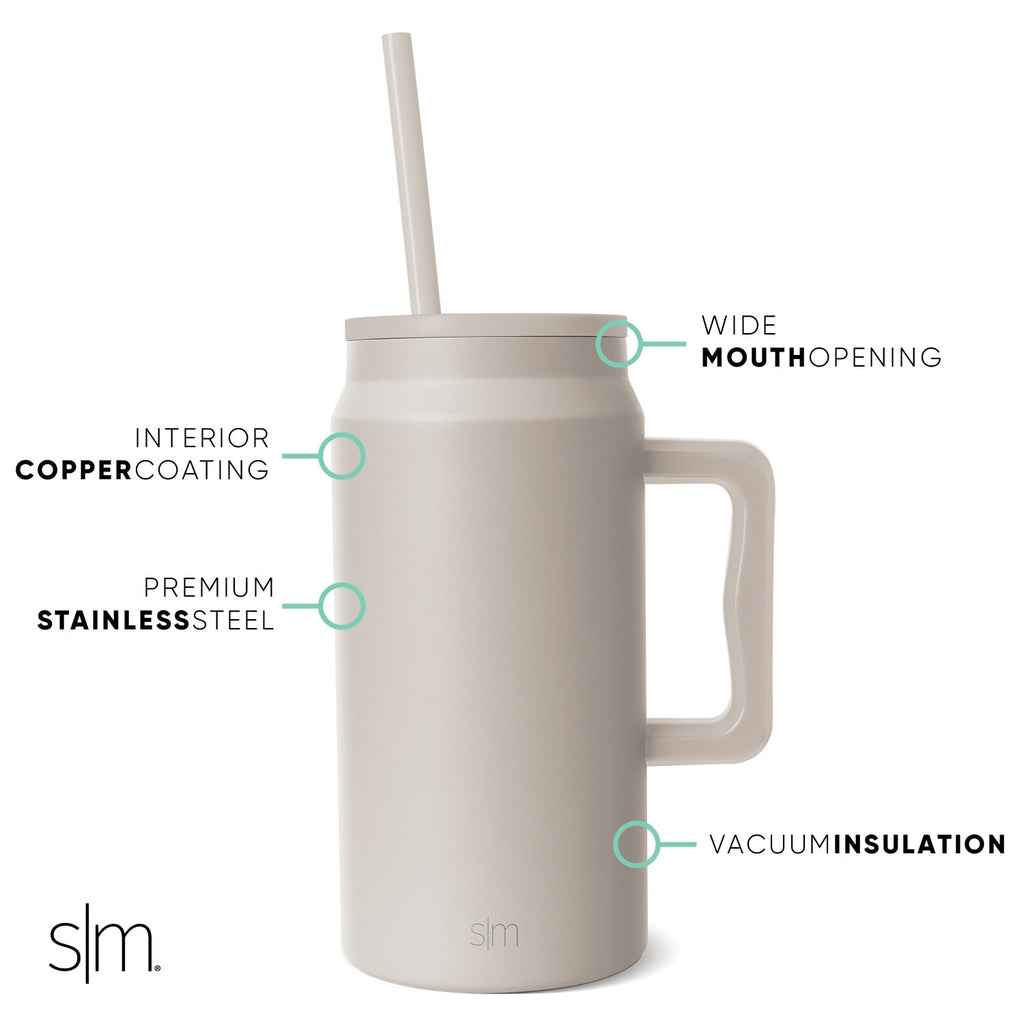 Simple Modern 50 fl oz Insulated Stainless Steel Trek Tumbler with Straw Lid | Midnight Black - 4ESP