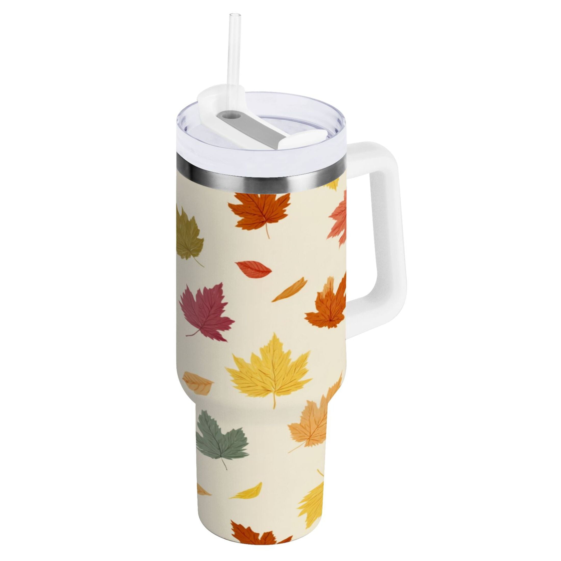 40 oz Insulated Stainless Steel Tumbler Double Wall Stainless Steel Tumbler with 2-Way Drinking Colorful Autumn Leaves Pattern - HBQJ