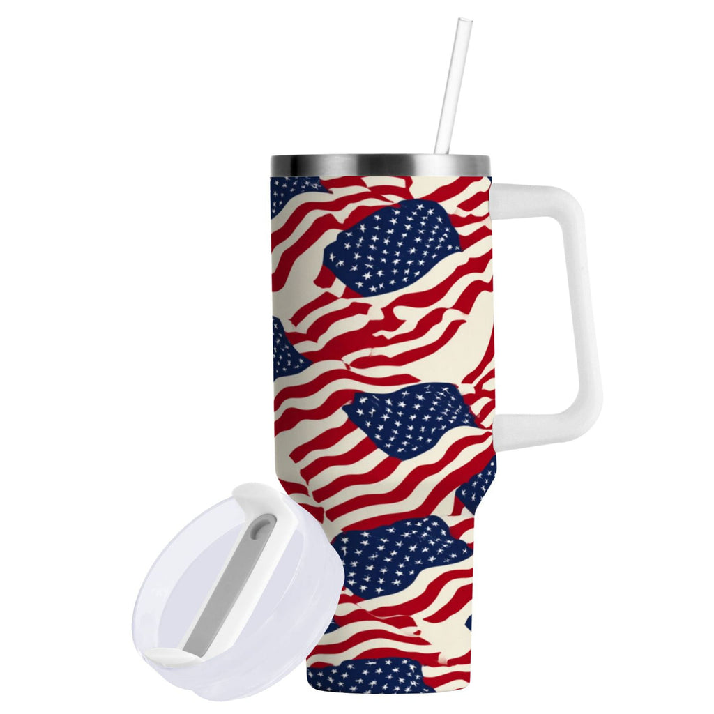 40 oz Insulated Stainless Steel Tumbler Double Wall Stainless Steel Tumbler with 2-Way Drinking Flags Abstract Design - VX3M