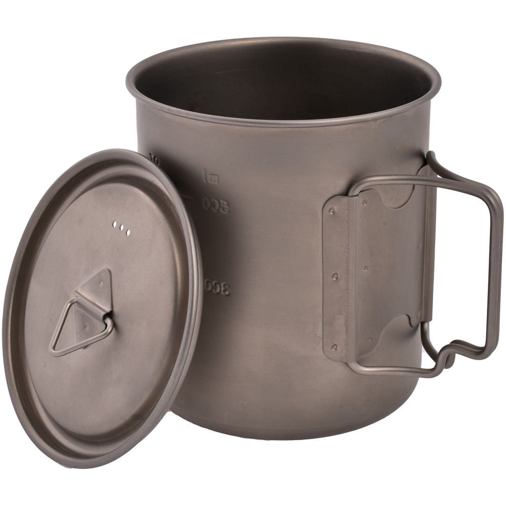 Olicamp Titanium Space Saver Mug with Lid, Nests Nalgene Bottle Inside, Lightweight and Compact, Perfect for Camping and Backpacking, 750mL - 6HUN