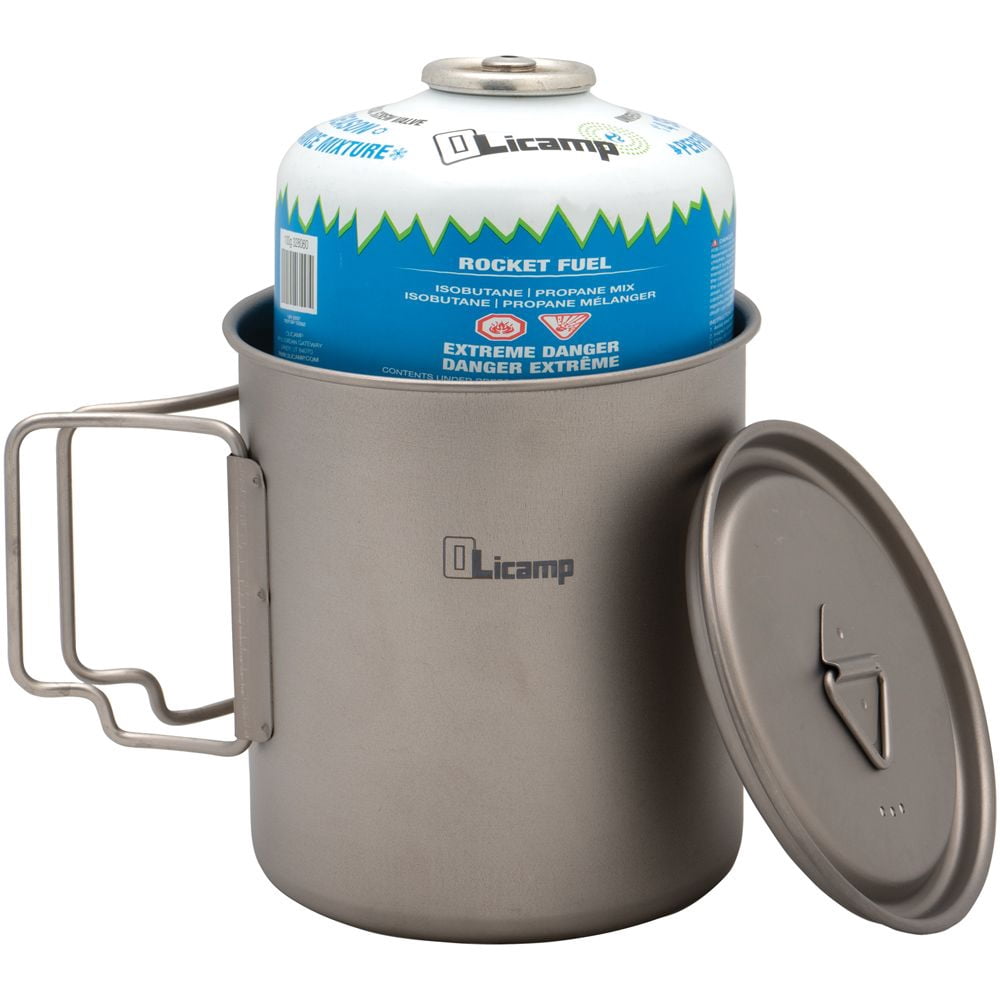 Olicamp Titanium Space Saver Mug with Lid, Nests Nalgene Bottle Inside, Lightweight and Compact, Perfect for Camping and Backpacking, 750mL - 6HUN