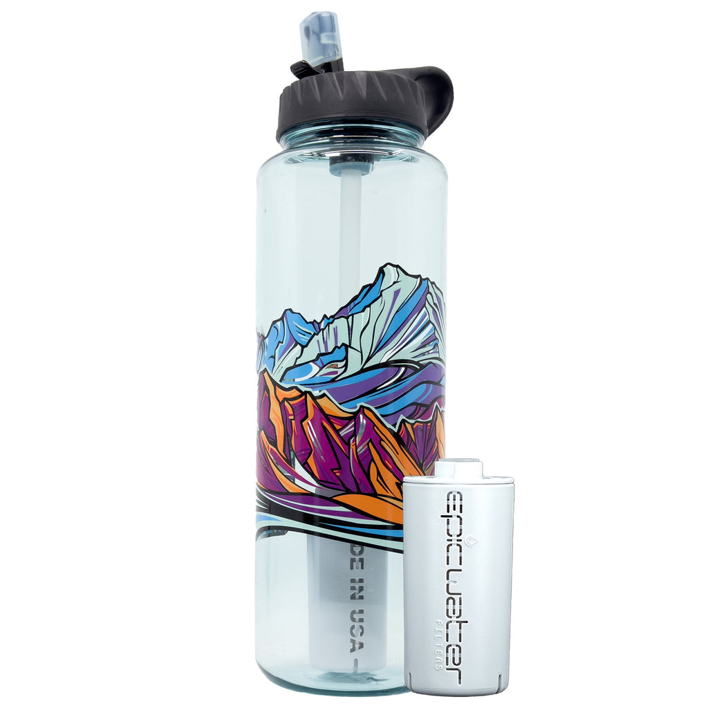 Epic Water Filters Nalgene OG Sustain Tritan USA Made Water Bottle and 75 Gallon Filter - Removes 99.99% of Water Impurities, 32oz, Leggitt Art - JEBP