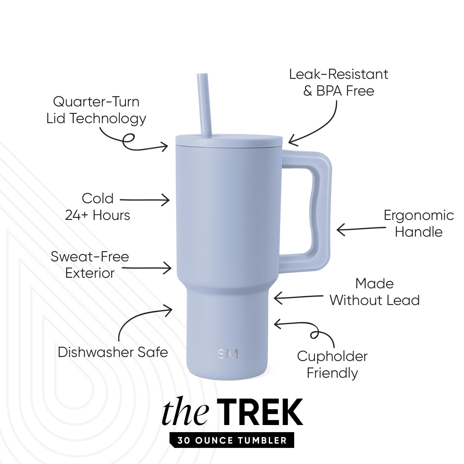 Simple Modern 30 fl oz Insulated Stainless Steel Trek Tumbler with Straw Lid | Seaglass Sage and Cream Checkmate - 2P24