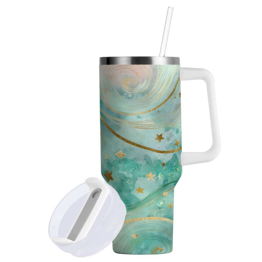 30 oz Insulated Stainless Steel Tumbler Double Wall Stainless Steel Tumbler with 2-Way Drinking Beautiful Swirling Lines - WFBQ