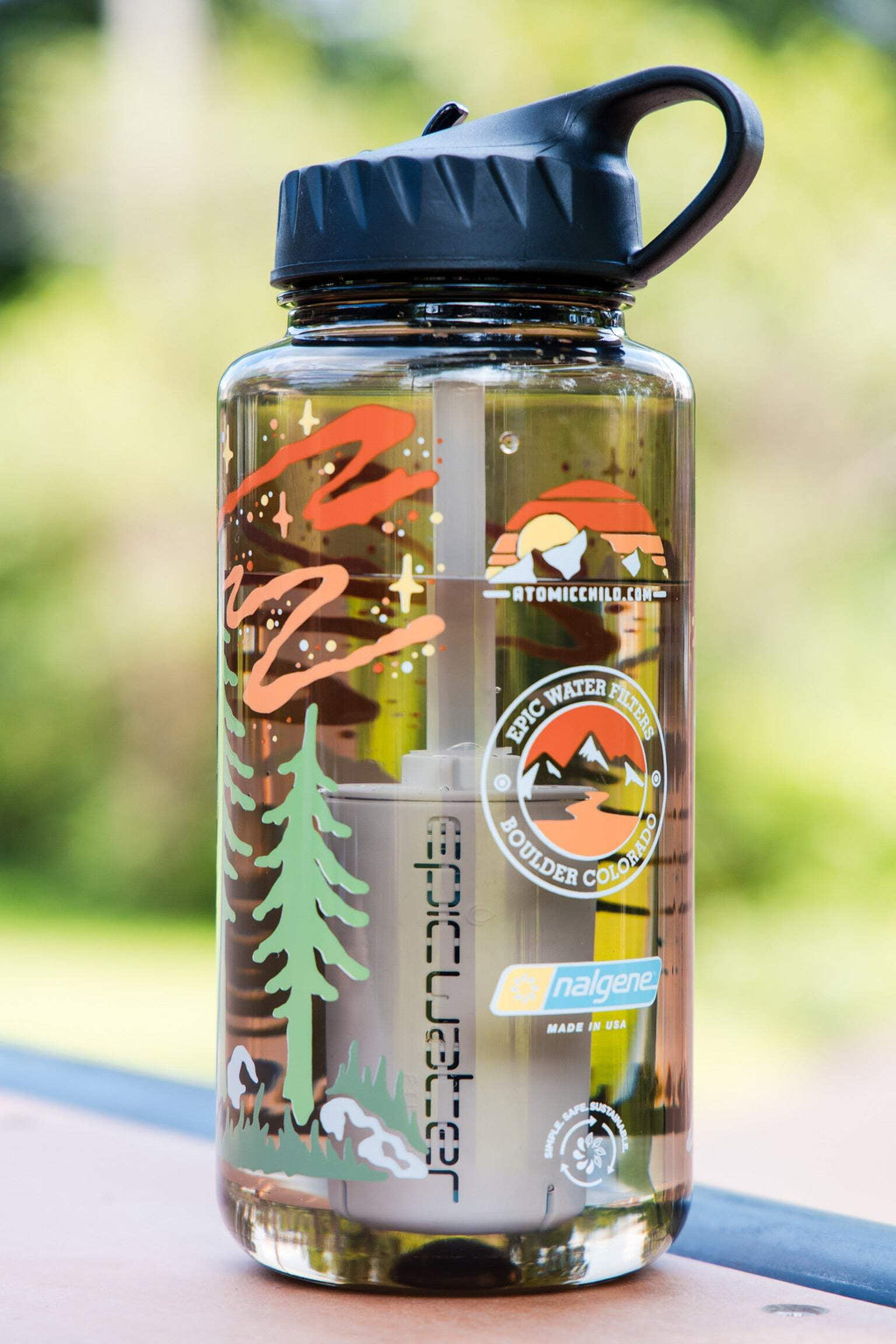 Epic Water Filters Nalgene OG Sustain Tritan USA Made Water Bottle and 75 Gallon Filter - Removes 99.99% of Water Impurities, 32oz, Atomic Child Special Edition - PZ33