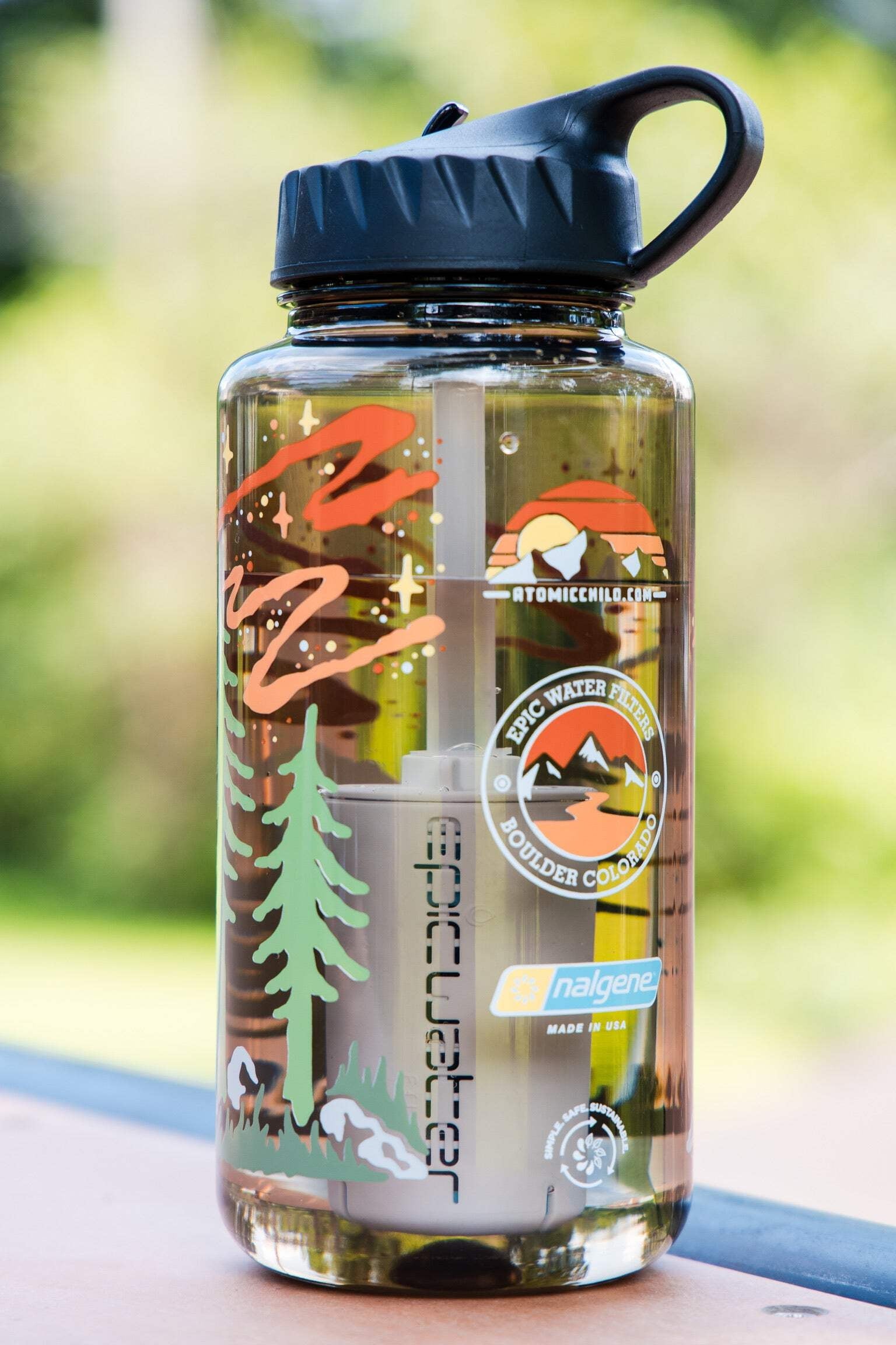 Epic Water Filters Nalgene OG Sustain Tritan USA Made Water Bottle and 75 Gallon Filter - Removes 99.99% of Water Impurities, 32oz, Atomic Child Special Edition - PZ33
