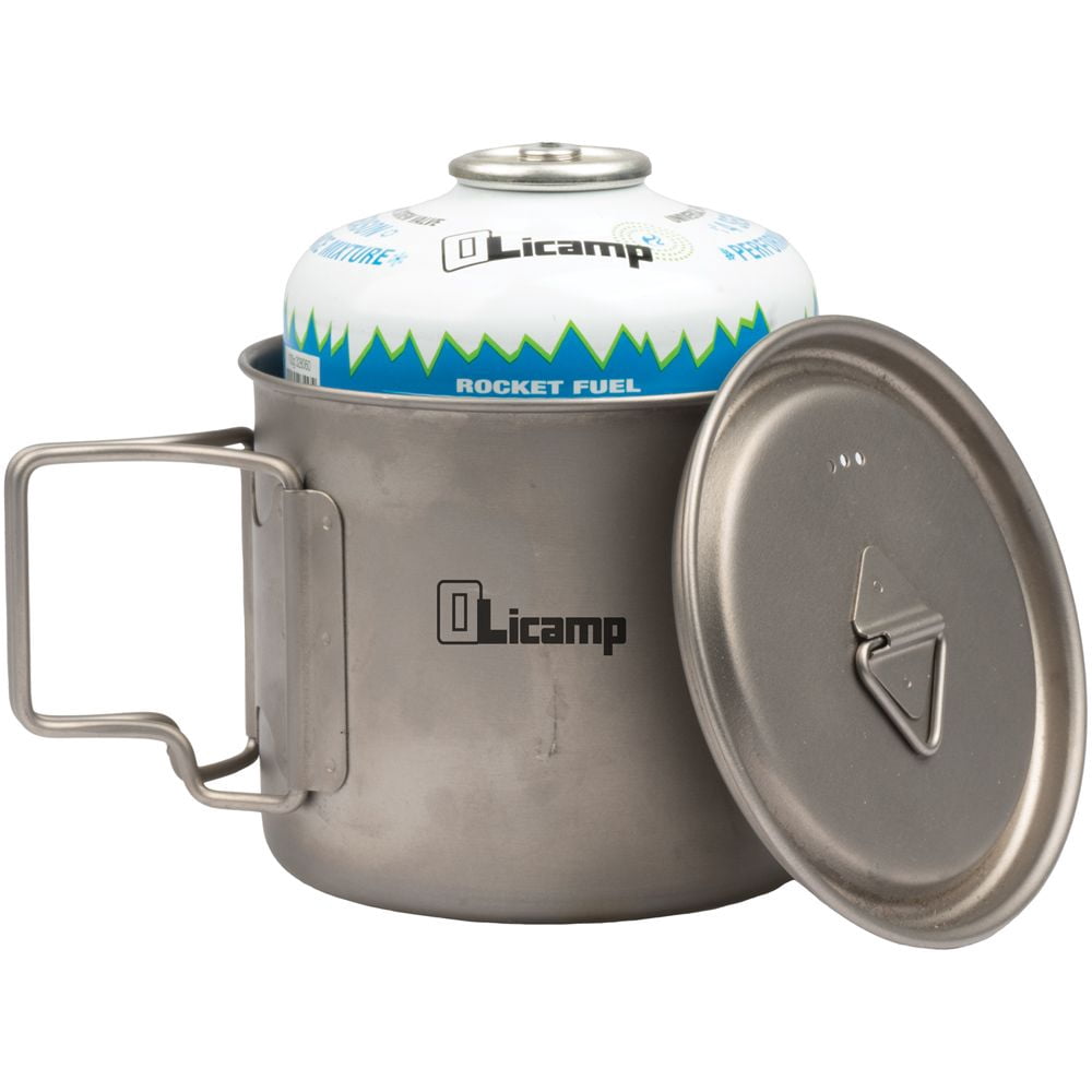 Olicamp Titanium Space Saver Mug with Lid, Nests Nalgene Bottle Inside, Lightweight and Compact, Perfect for Camping and Backpacking, 550mL - TLYH