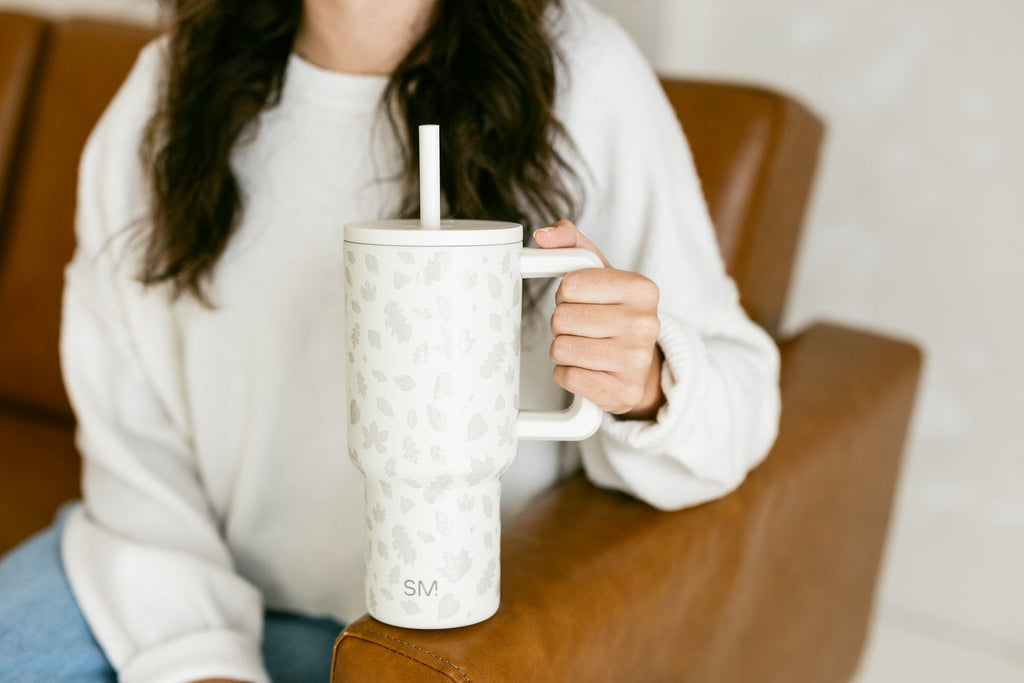 Simple Modern 30 fl oz Insulated Stainless Steel Trek Tumbler with Straw Lid | Seaglass Sage and Cream Checkmate - 2P24