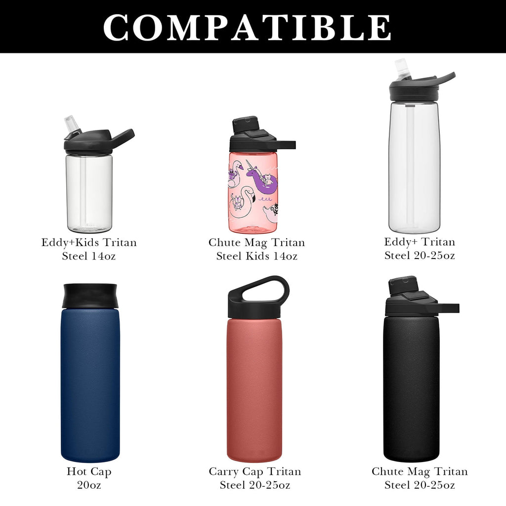 Linkidea 2 Pack Water Bottle Boot Compatible with CamelBak Eddy+20oz/25oz, Chute Mag 20oz/25oz, Carry Cap, Silicone Anti-Slip Bottle Bottom Bumper Protector (Clear White) - T59K