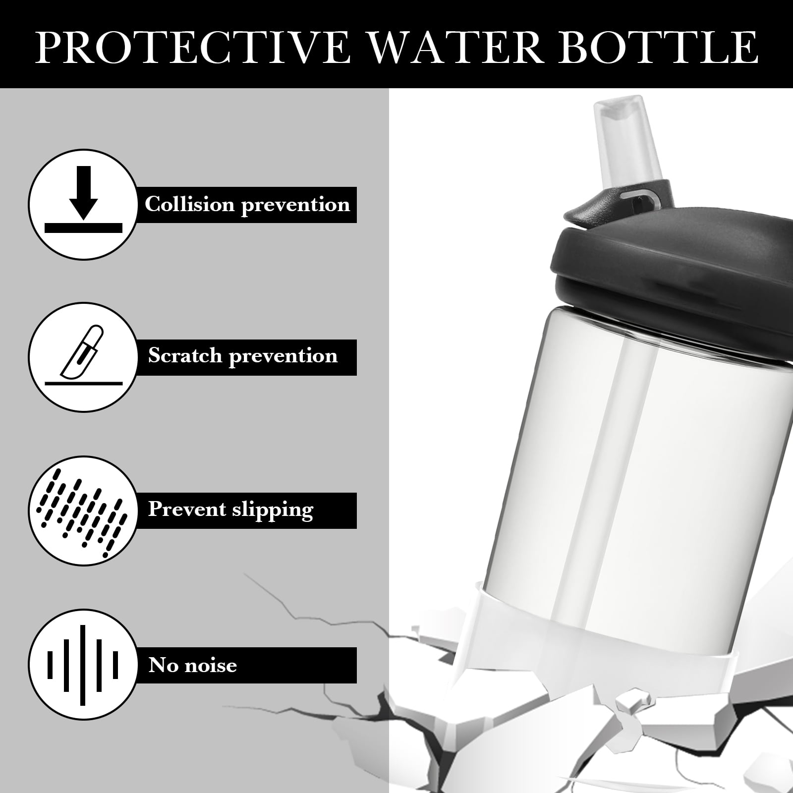 Linkidea 2 Pack Water Bottle Boot Compatible with CamelBak Eddy+20oz/25oz, Chute Mag 20oz/25oz, Carry Cap, Silicone Anti-Slip Bottle Bottom Bumper Protector (Clear White) - T59K