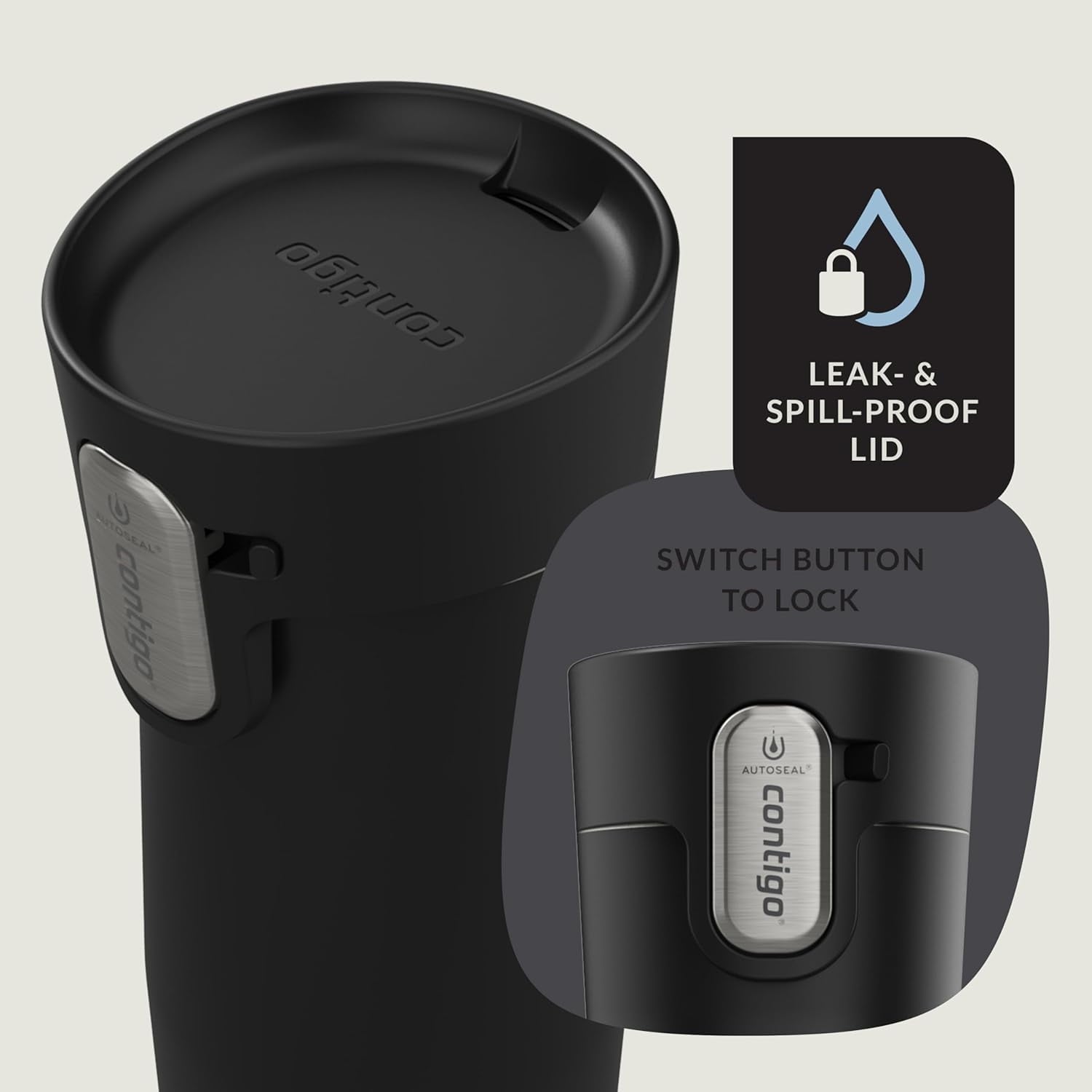 Contigo AUTOSEAL West Loop Vacuum-Insulated Stainless Steel Travel Mug with Easy-Clean Lid, 12oz, Matte Black - JT24