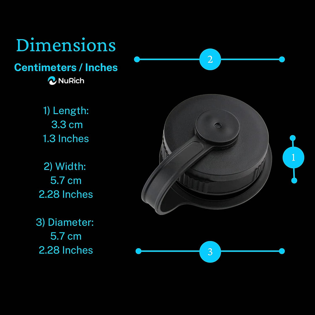 NuRich Loop Top Lid for Wide Mouth Hydro Flask, Nalgene &amp; Simple Water Bottles - D8G4