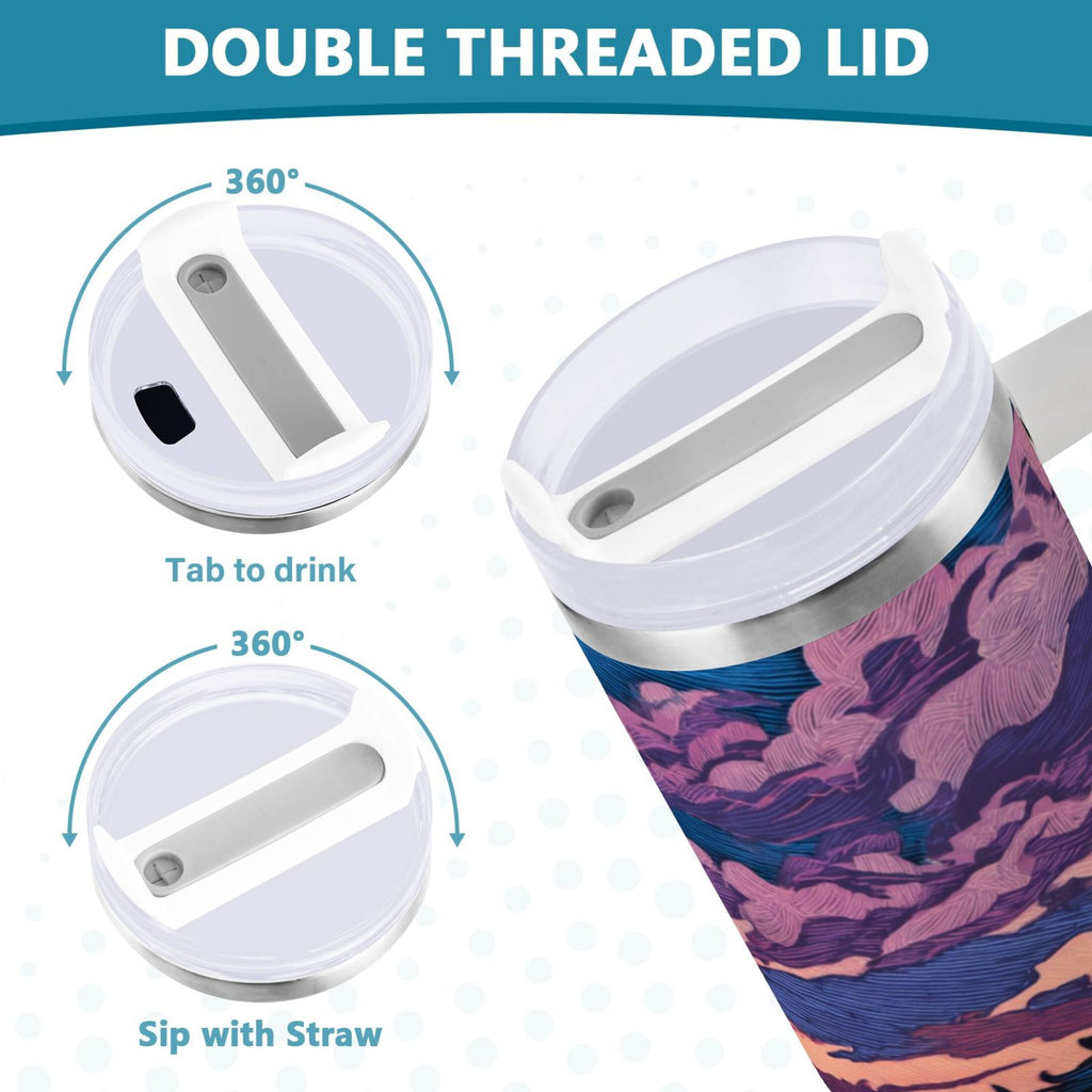 40 oz Insulated Stainless Steel Tumbler Double Wall Stainless Steel Tumbler with 2-Way Drinking Wild Horses Running - CVET