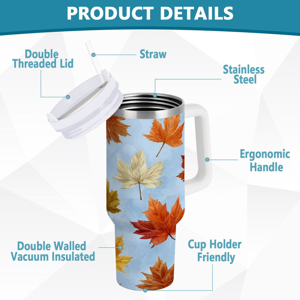30 oz Insulated Stainless Steel Tumbler Double Wall Stainless Steel Tumbler with 2-Way Drinking Autumn Maple Leaves - GGC9