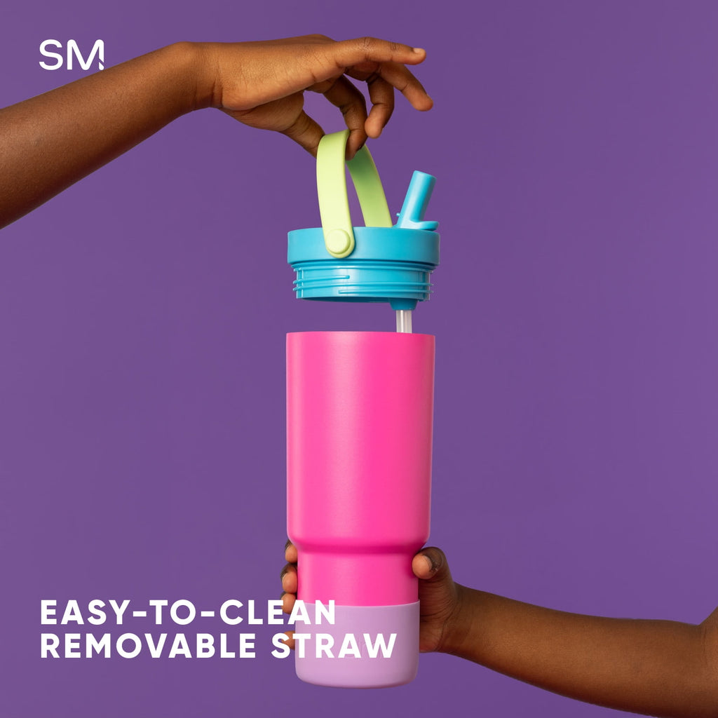 Simple Modern 24 fl oz Insulated Stainless Steel Trek Pivot Tumbler with Straw Lid and Top Handle|Cotton Candy Tie Dye - 9LP2