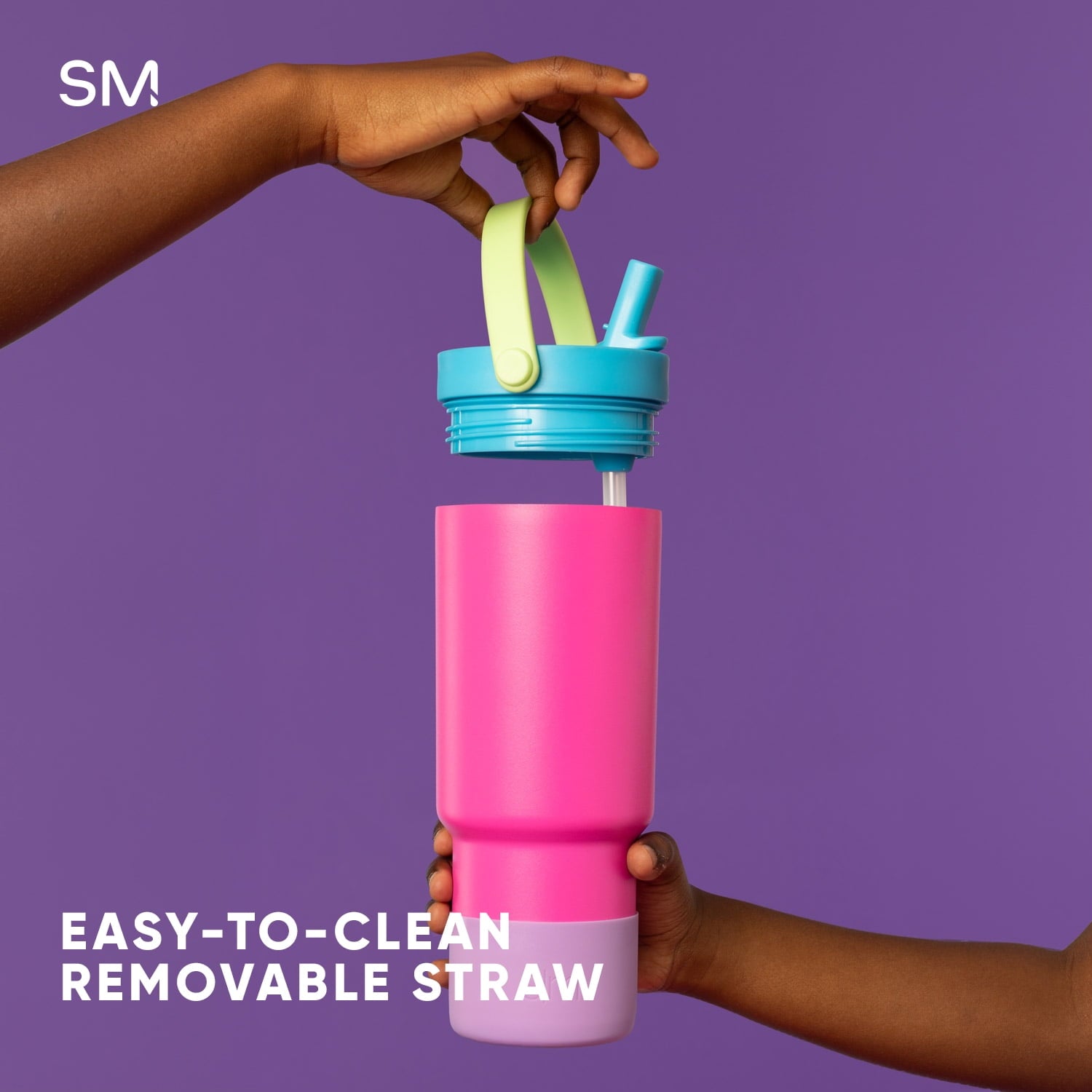 Simple Modern 24 fl oz Insulated Stainless Steel Trek Pivot Tumbler with Straw Lid and Top Handle|Cotton Candy Tie Dye - 9LP2