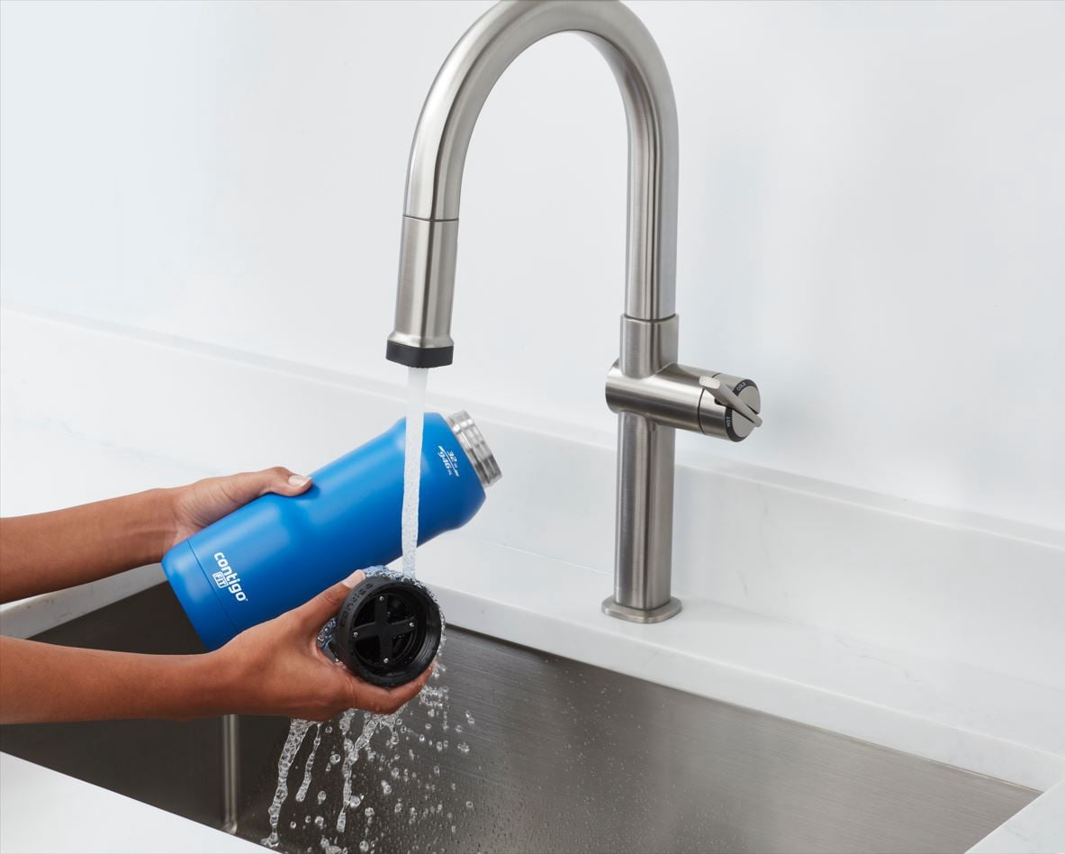 Contigo Fit Stainless Steel AUTOSPOUT Water Bottle with Straw, Blue Amp, 32 fl oz. - 3HSM