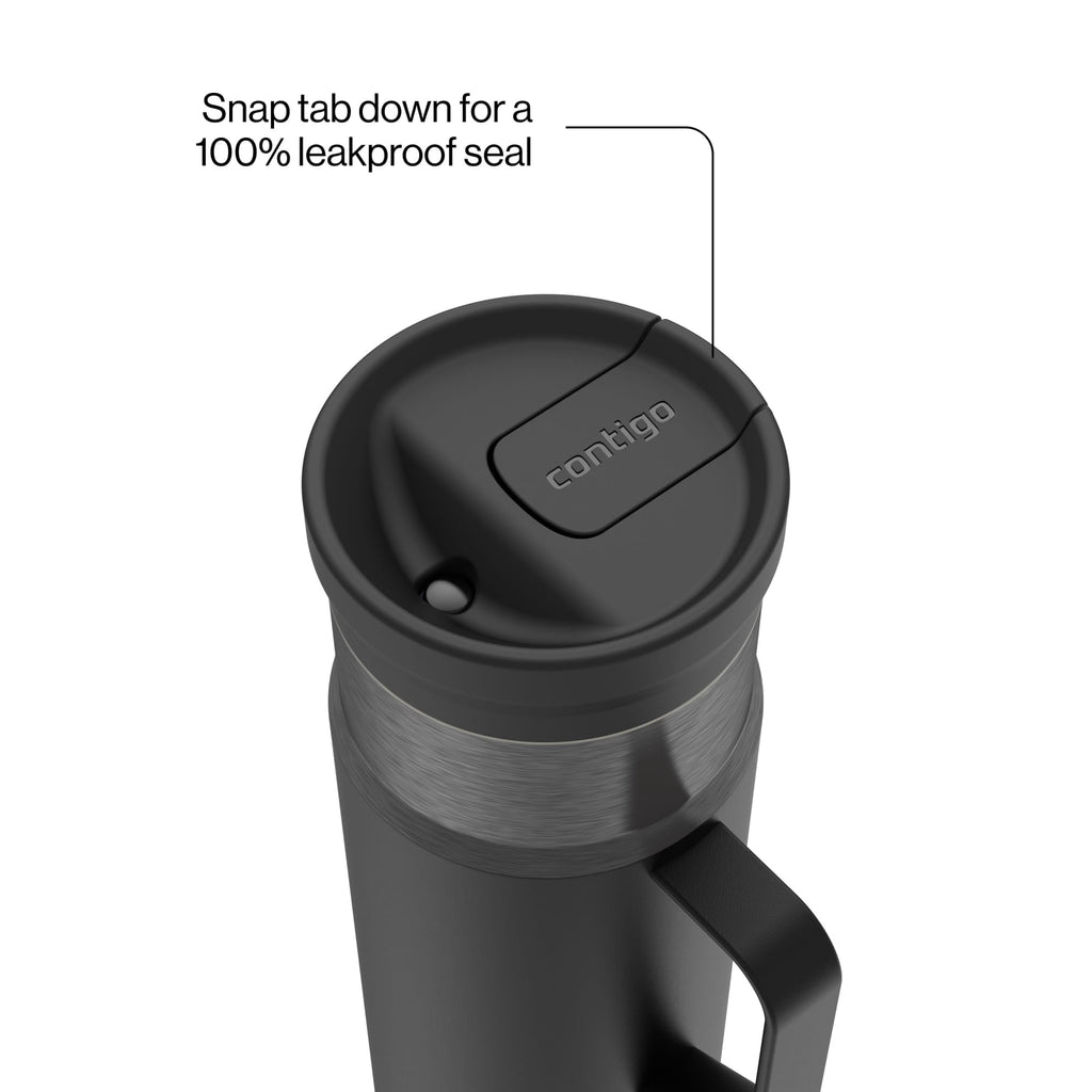 Contigo SnapSeal Leakproof Stainless Steel Reusable Water Bottle Tumbler with Side Handle, Dark Blue/Bronze, 20 oz - 2KE2