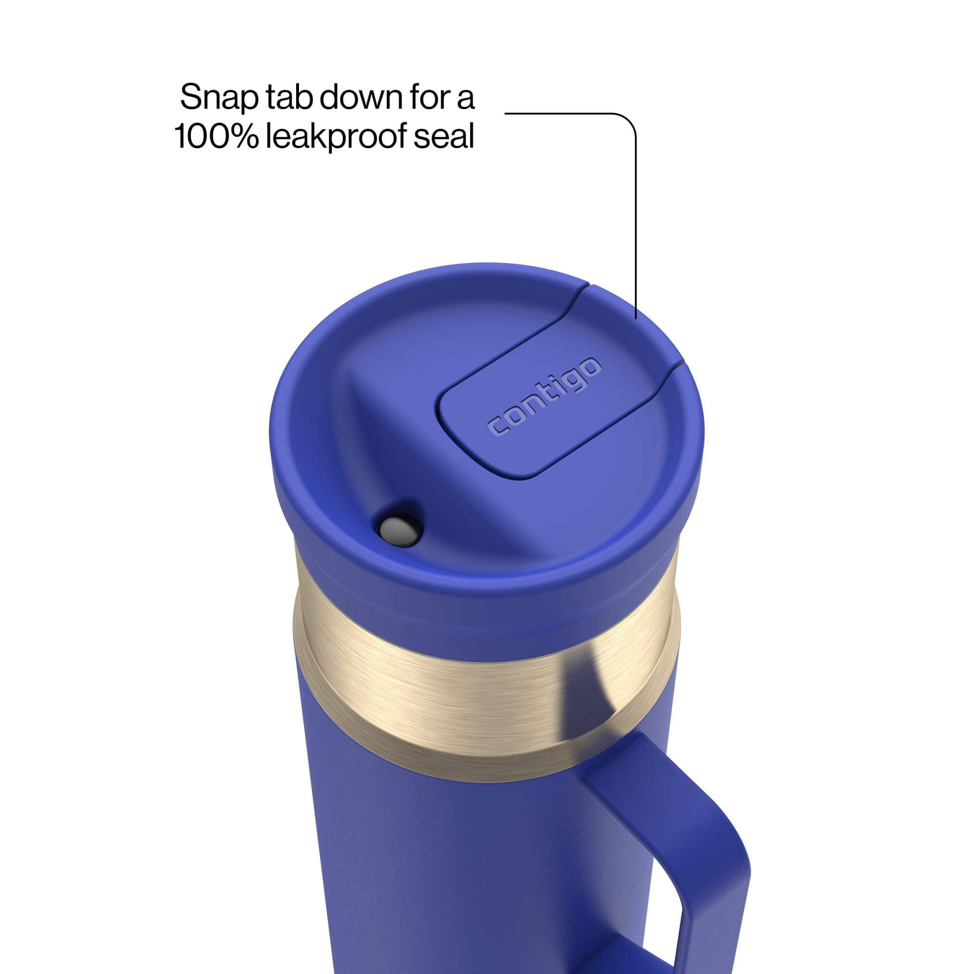 Contigo SnapSeal Leakproof Stainless Steel Reusable Water Bottle Tumbler with Side Handle, Dark Blue/Bronze, 20 oz - 2KE2