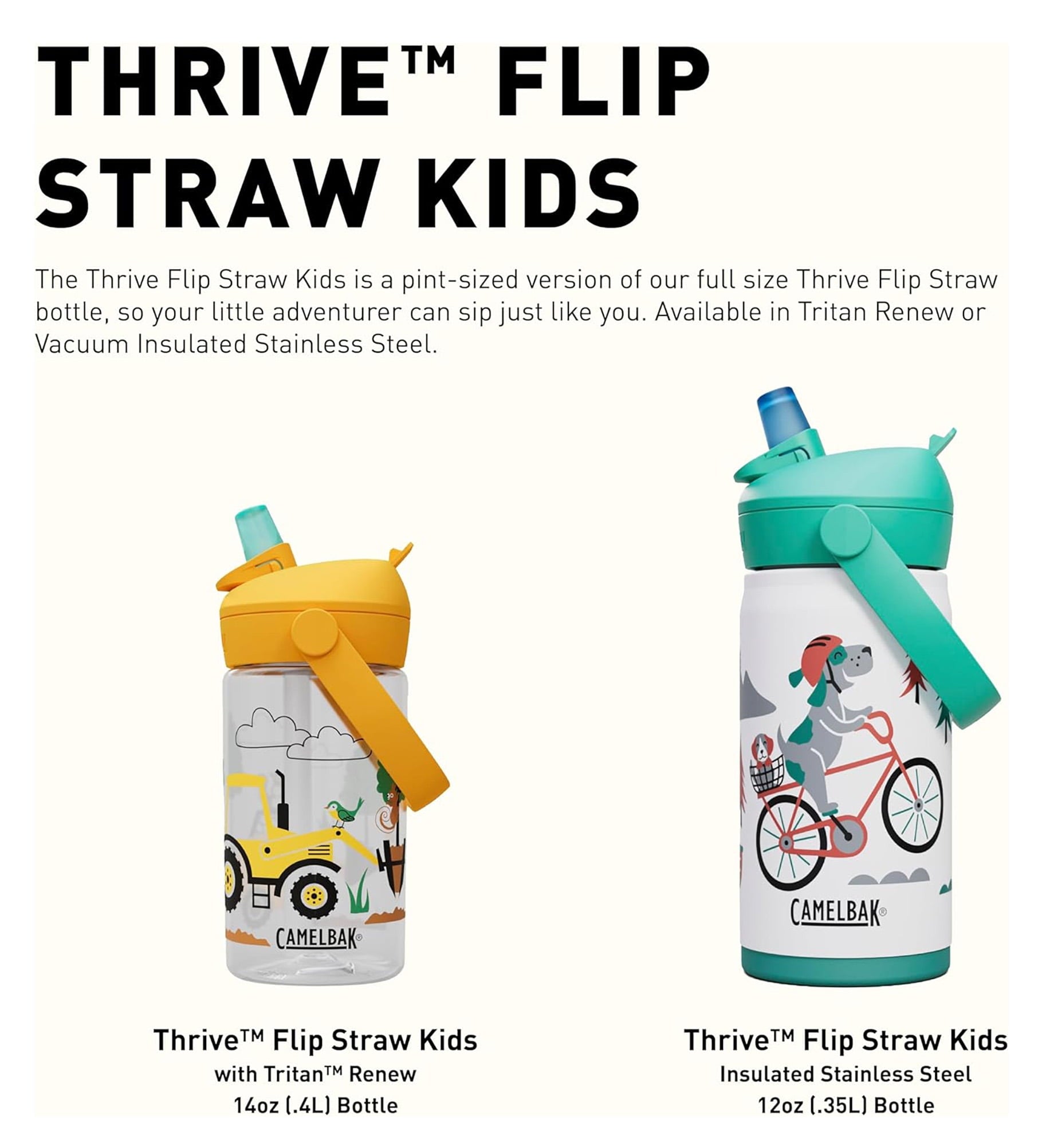 Camelbak Thrive™ Flip Straw Kids 14oz Bottle, Friendly Forest - K97Z