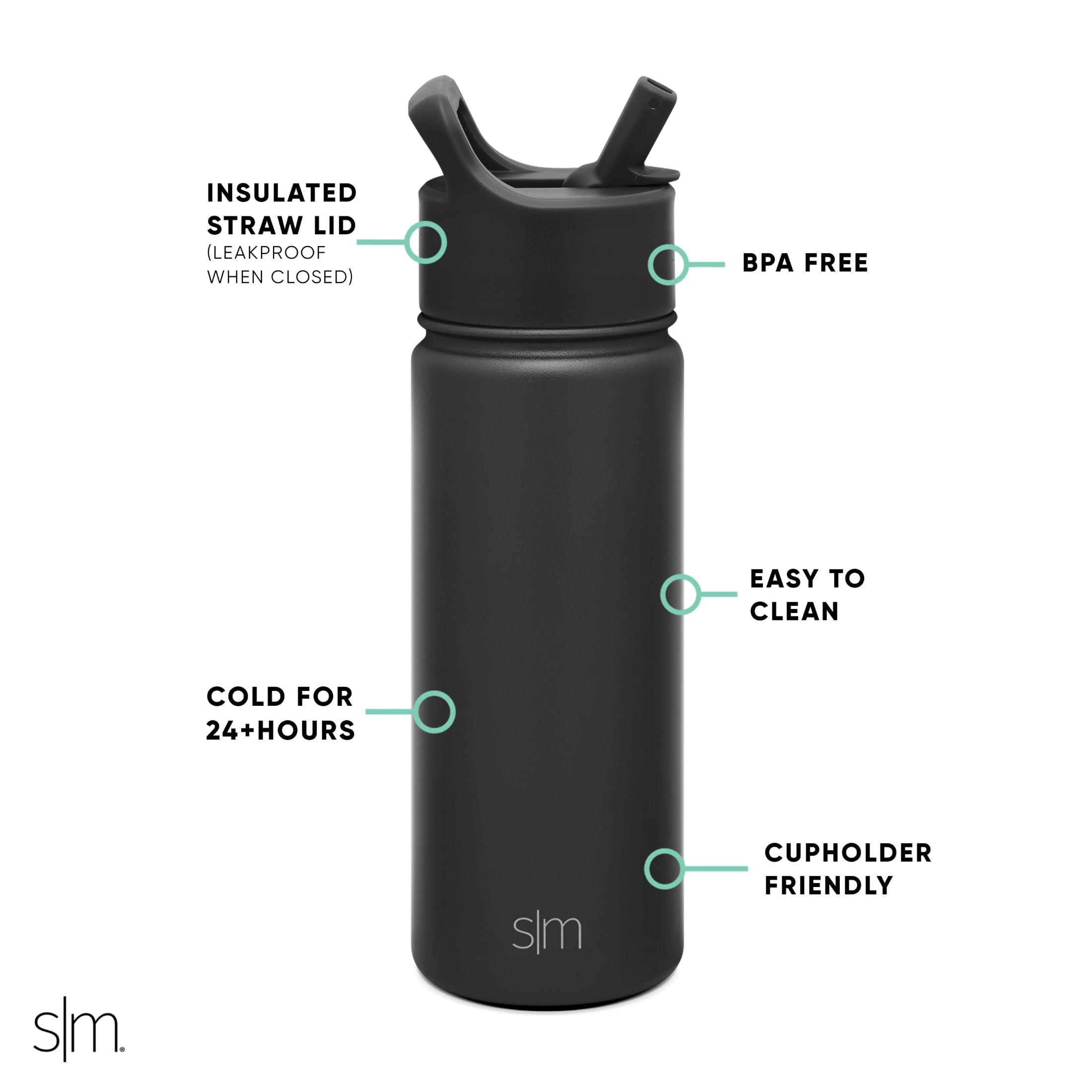 Simple Modern Summit Water Bottle Straw Lid Vacuum Insulated Stainless Steel Bottle | 18 fl oz - 9HG9