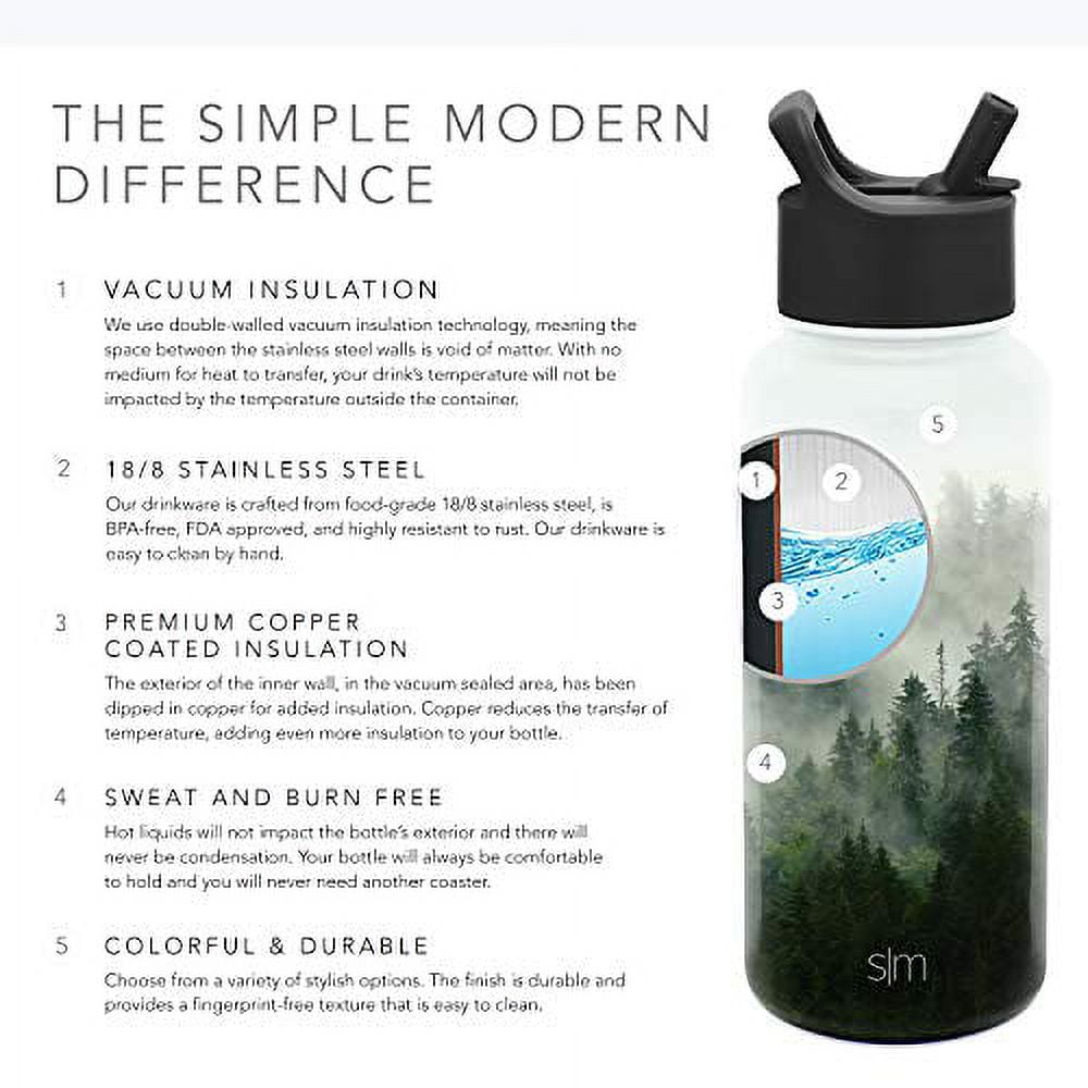 Simple Modern Summit Water Bottle Straw Lid Vacuum Insulated Stainless Steel Bottle | 18 fl oz - 9HG9