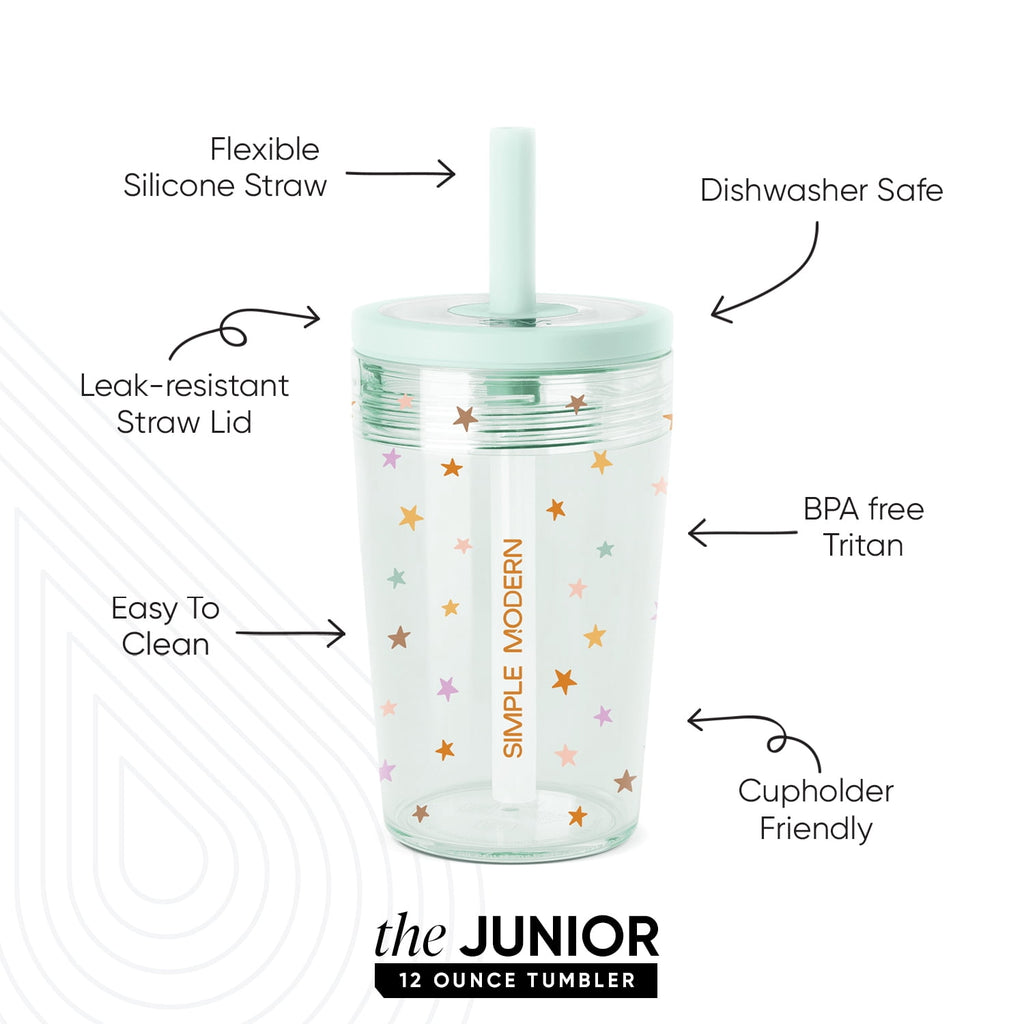 Simple Modern 12 fl oz Tritan Plastic Junior Tumbler with Silicone Straw Lid for Toddlers | Stars - 5WLK
