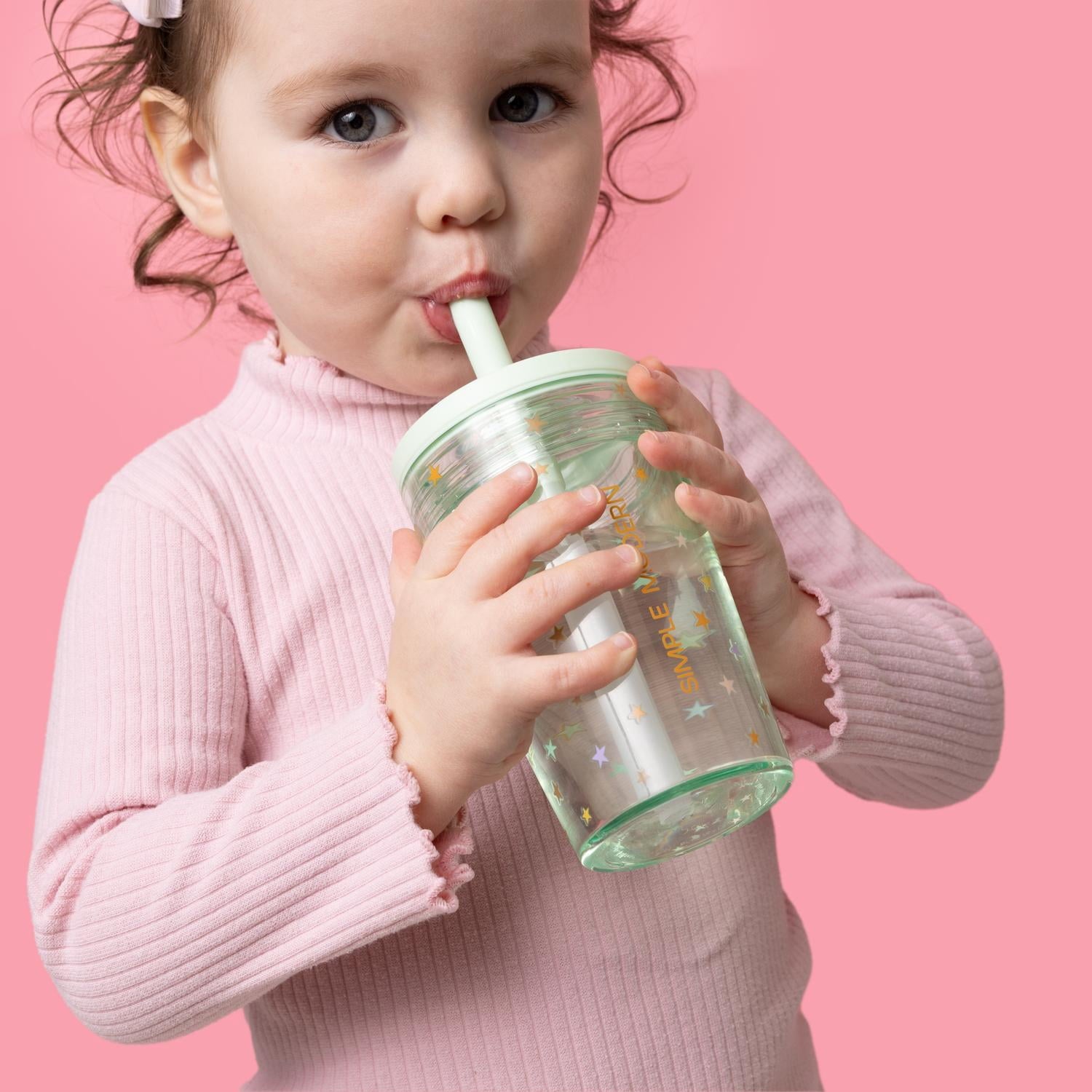 Simple Modern 12 fl oz Tritan Plastic Junior Tumbler with Silicone Straw Lid for Toddlers | Stars - 5WLK