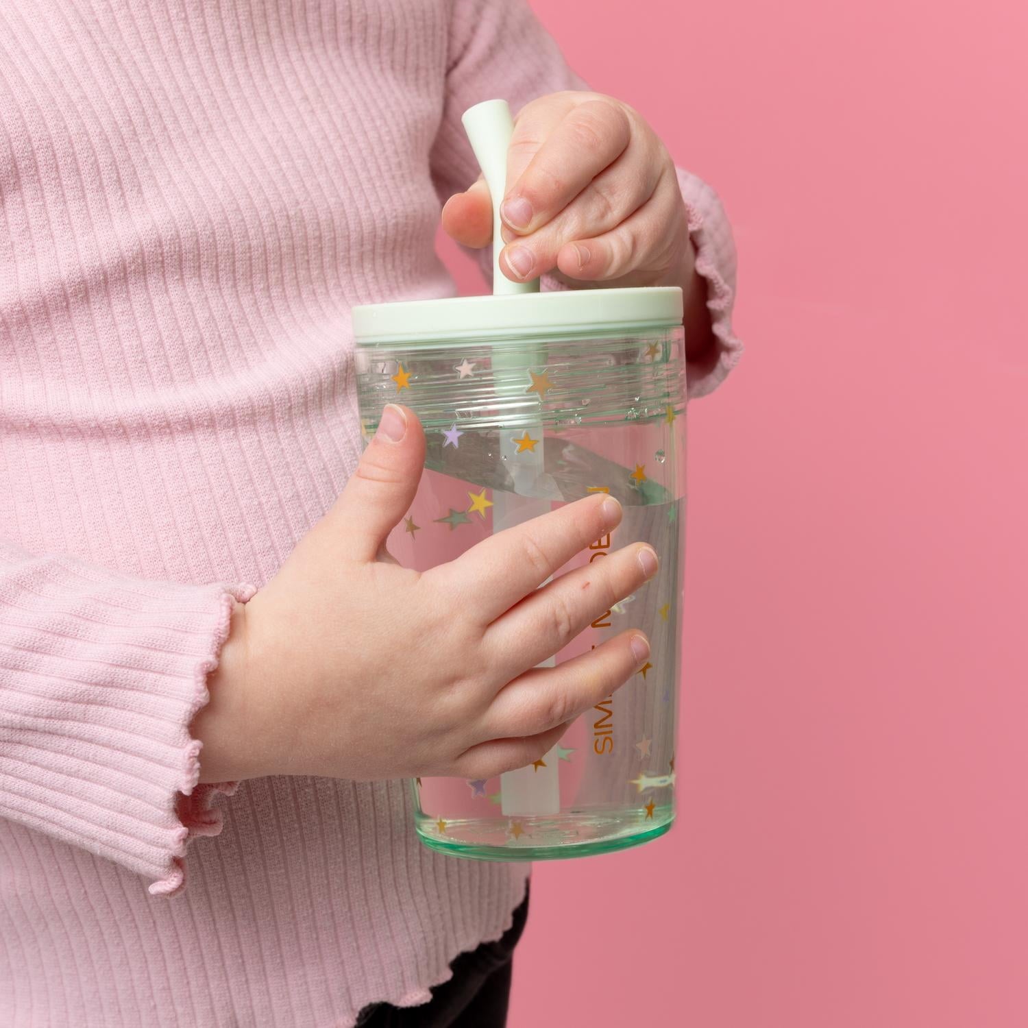 Simple Modern 12 fl oz Tritan Plastic Junior Tumbler with Silicone Straw Lid for Toddlers | Stars - 5WLK