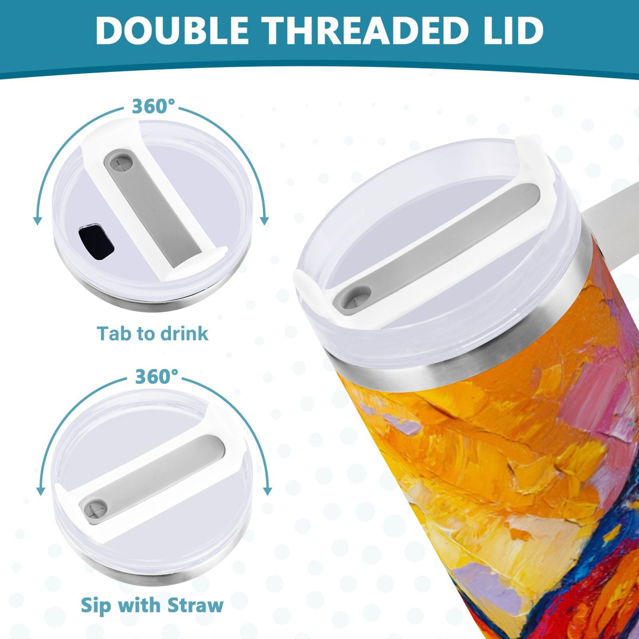30 oz Insulated Stainless Steel Tumbler Double Wall Stainless Steel Tumbler with 2-Way Drinking Colorful Butterfly Flying - 74VU