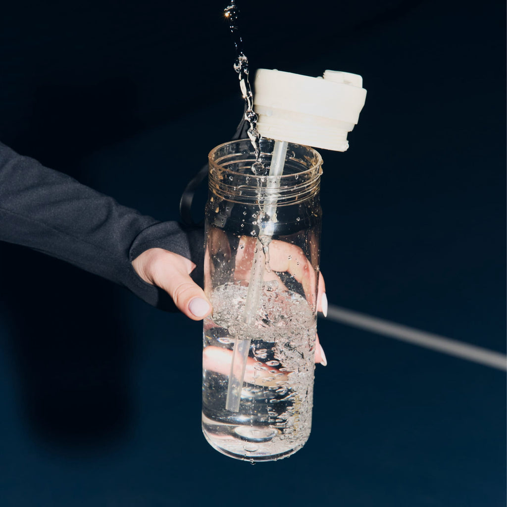 Contigo DualSip Leakproof Plastic Reusable Water Bottle with Carrying Strap, Black/Clear, 24 oz - WG9L