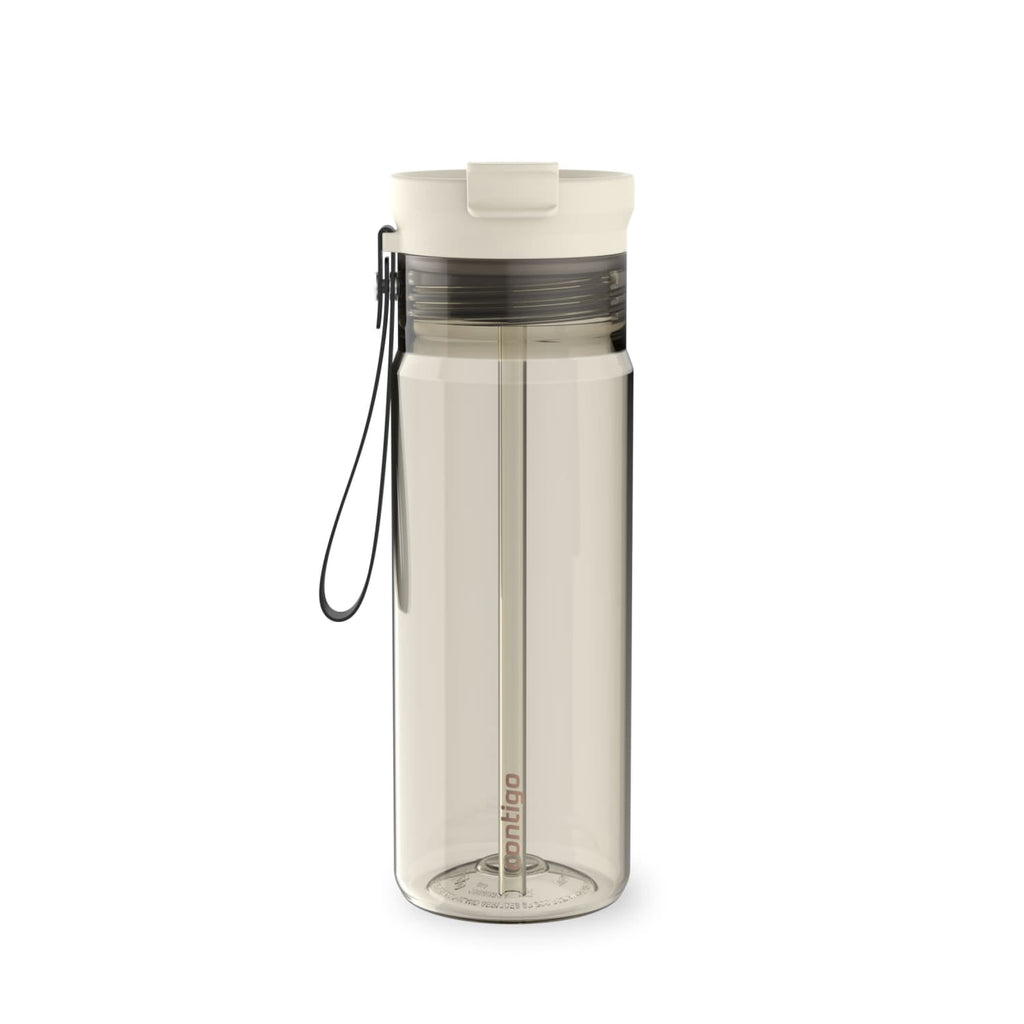 Contigo DualSip Leakproof Plastic Reusable Water Bottle with Carrying Strap, Black/Clear, 24 oz - WG9L