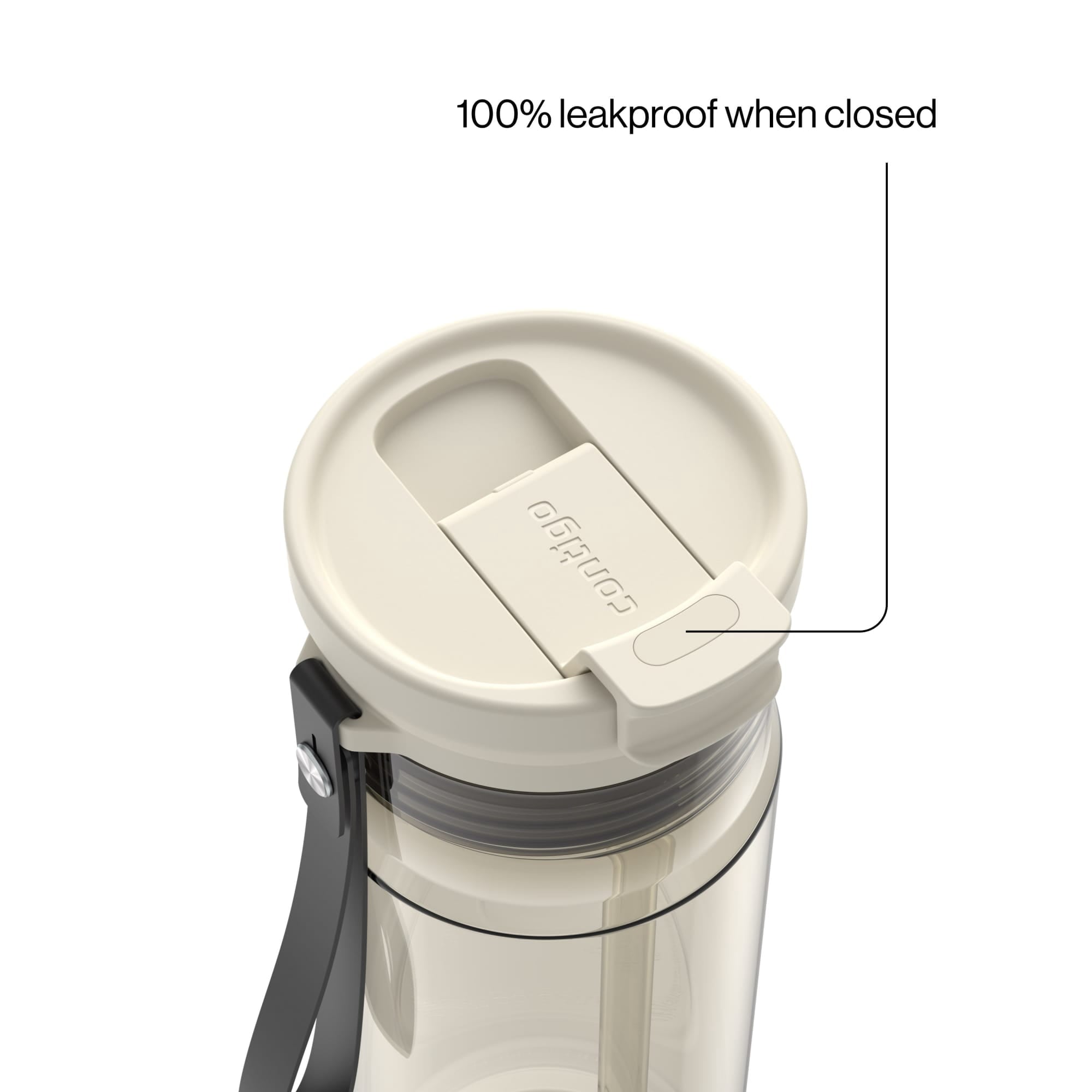 Contigo DualSip Leakproof Plastic Reusable Water Bottle with Carrying Strap, Black/Clear, 24 oz - WG9L
