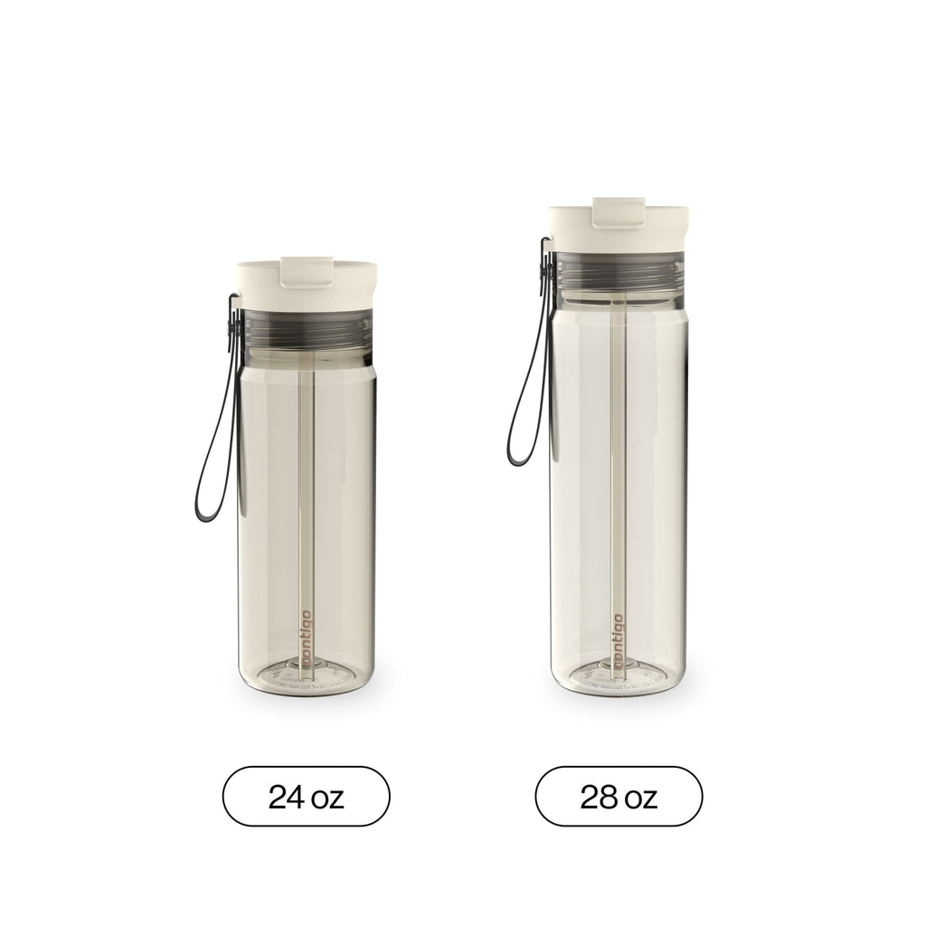 Contigo DualSip Leakproof Plastic Reusable Water Bottle with Carrying Strap, Black/Clear, 24 oz - WG9L