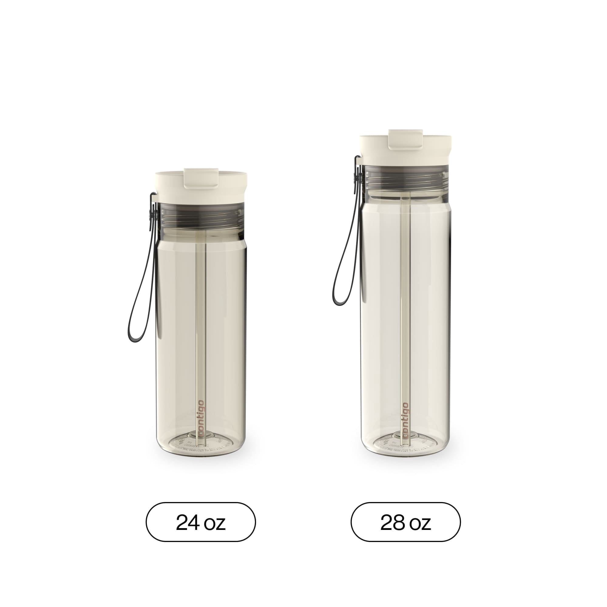 Contigo DualSip Leakproof Plastic Reusable Water Bottle with Carrying Strap, Black/Clear, 24 oz - WG9L