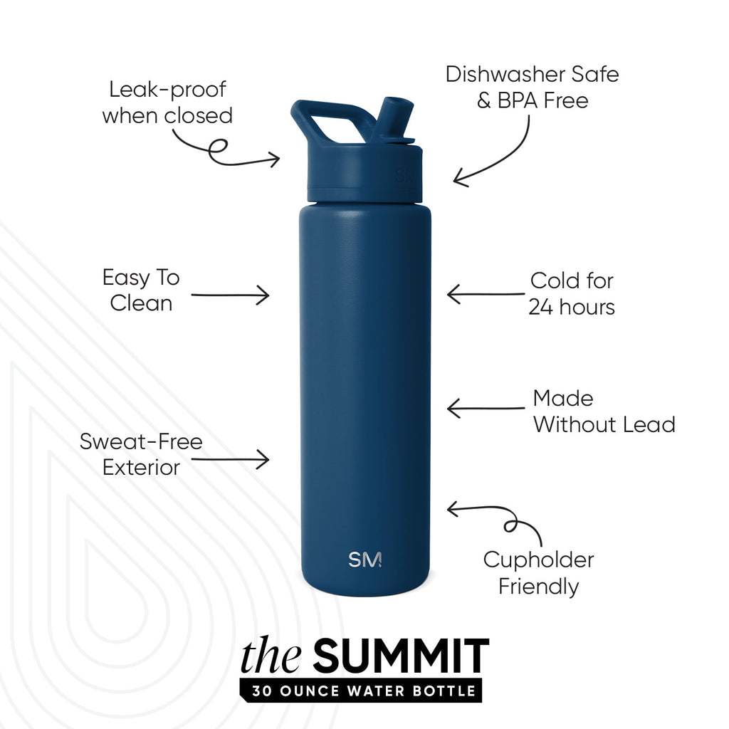 Simple Modern 30 fl oz Insulated Stainless Steel Summit Wide Mouth Water Bottle with Straw Lid | Slumberland - 8WP6
