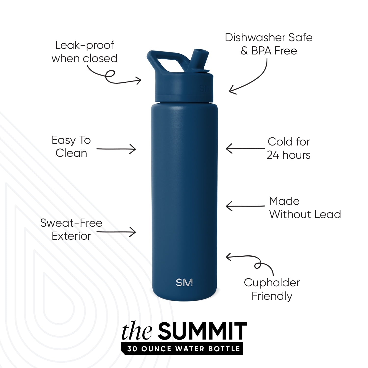 Simple Modern 30 fl oz Insulated Stainless Steel Summit Wide Mouth Water Bottle with Straw Lid | Slumberland - 8WP6