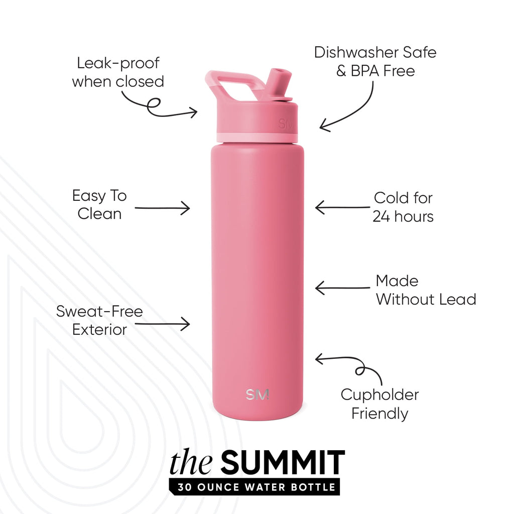 Simple Modern 30 fl oz Insulated Stainless Steel Summit Wide Mouth Water Bottle with Straw Lid | Slumberland - 8WP6