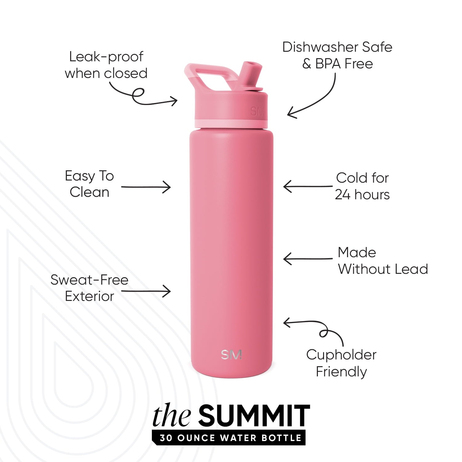 Simple Modern 30 fl oz Insulated Stainless Steel Summit Wide Mouth Water Bottle with Straw Lid | Slumberland - 8WP6