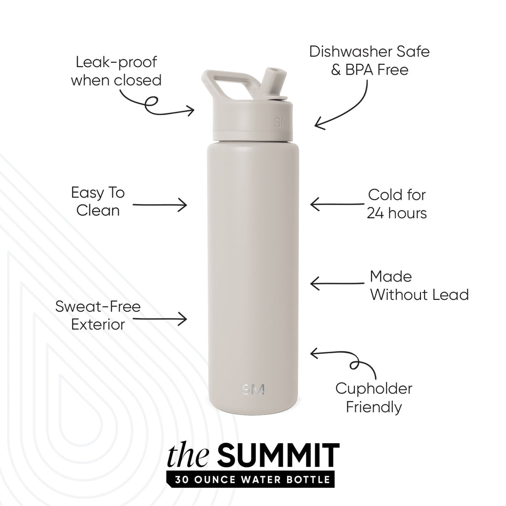 Simple Modern 30 fl oz Insulated Stainless Steel Summit Wide Mouth Water Bottle with Straw Lid | Slumberland - 8WP6