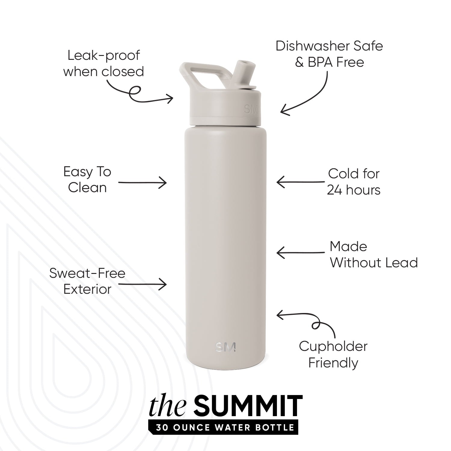 Simple Modern 30 fl oz Insulated Stainless Steel Summit Wide Mouth Water Bottle with Straw Lid | Slumberland - 8WP6