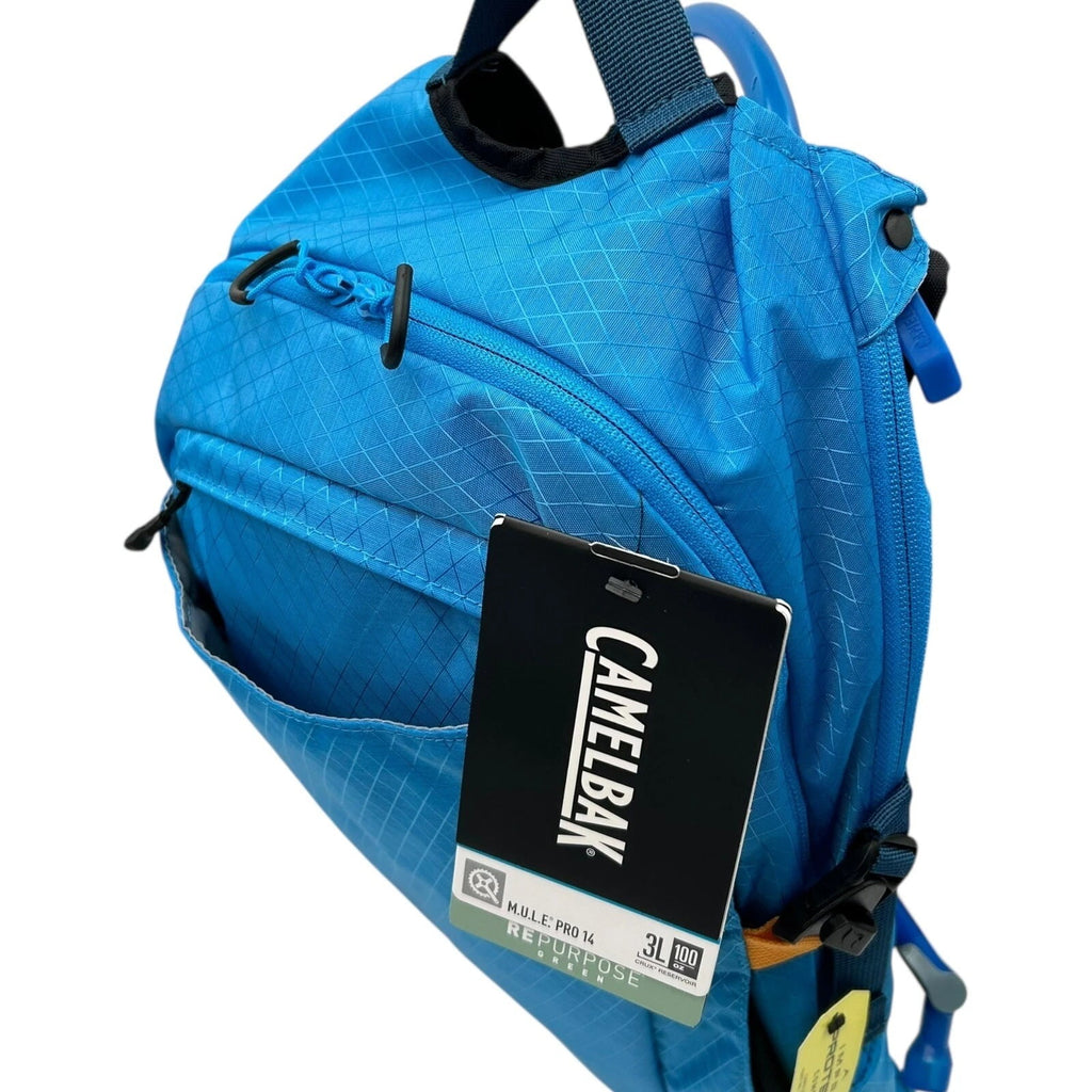 CAMELBAK M.U.L.E Pro 14L Bike Hydration Backpack 100 oz, Ibiza Blue/Orange - RBEA