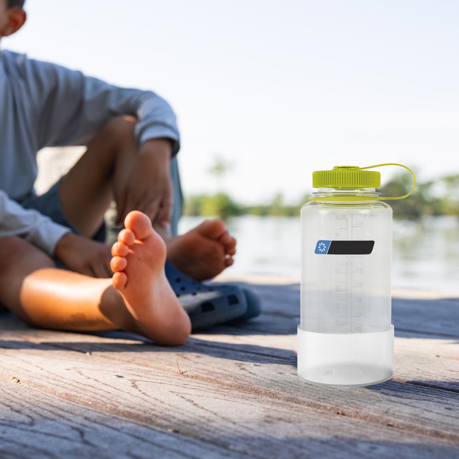 Linkidea 2 Pack Water Bottle Boot Compatible with Nalgene Sustain Wide Mouth 32oz/48oz, Narrow Mouth 32oz, Silicone Anti-Slip Bottle Bottom Bumper Protector (Clear White) - 8SDZ