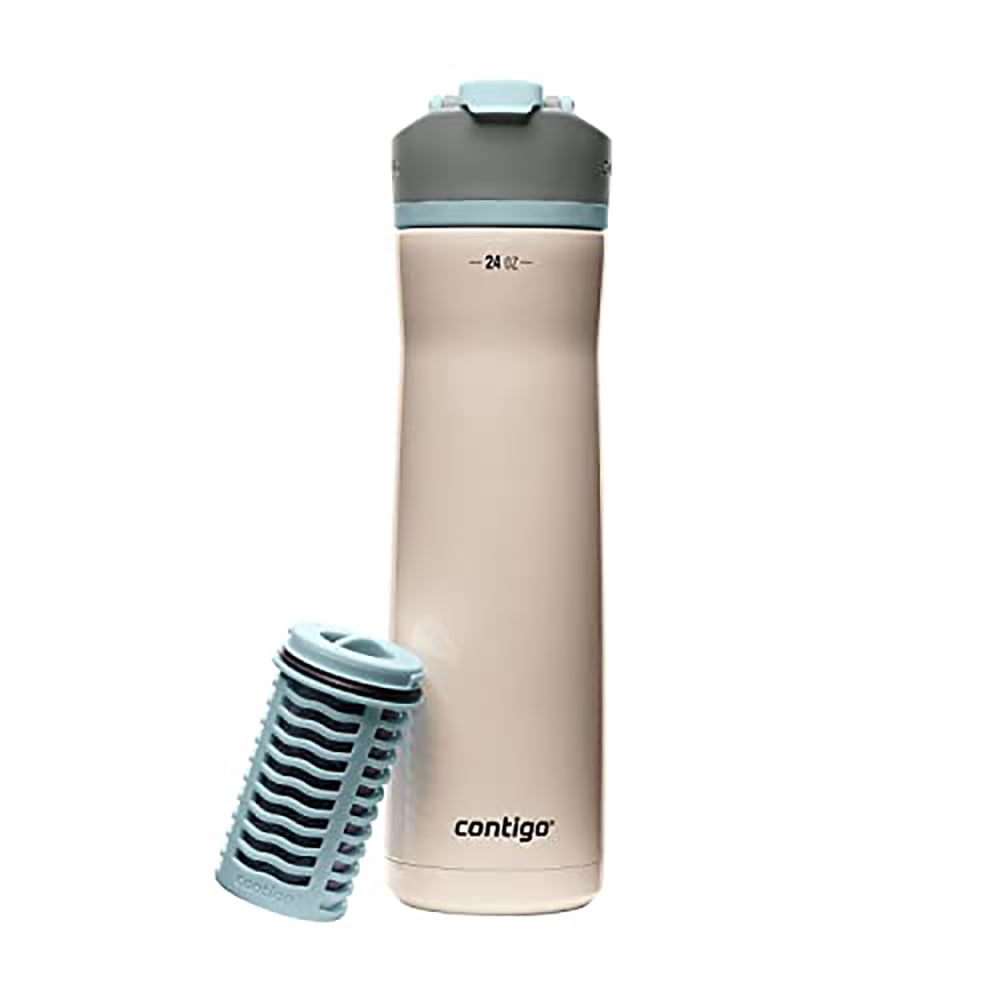 Contigo Clybourn Chill Stainless Steel FreeFlow Filter Water Bottle with AUTOSEAL, 24oz Salt - 6XU4