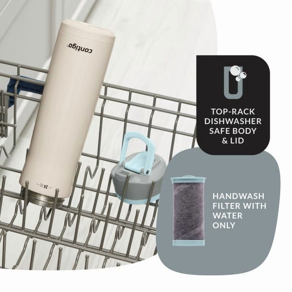 Contigo Clybourn Chill Stainless Steel FreeFlow Filter Water Bottle with AUTOSEAL, 24oz Salt - 6XU4