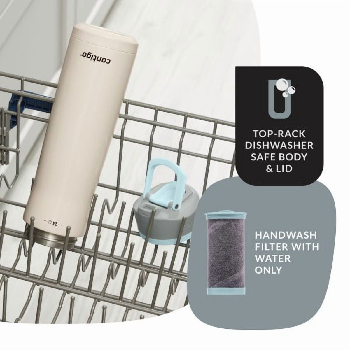 Contigo Clybourn Chill Stainless Steel FreeFlow Filter Water Bottle with AUTOSEAL, 24oz Salt - 6XU4