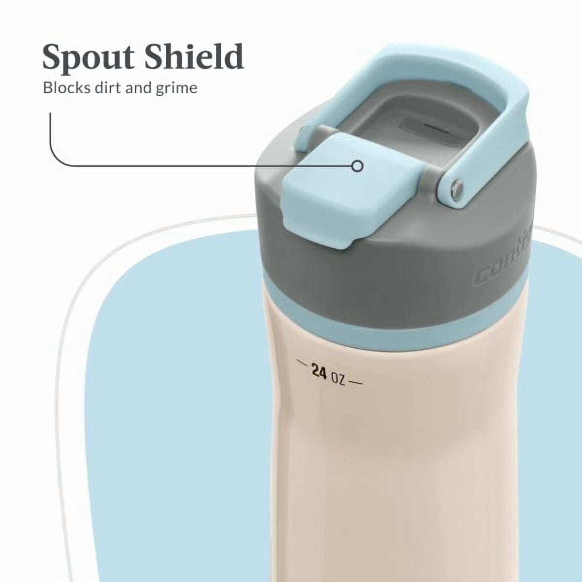 Contigo Clybourn Chill Stainless Steel FreeFlow Filter Water Bottle with AUTOSEAL, 24oz Salt - 6XU4